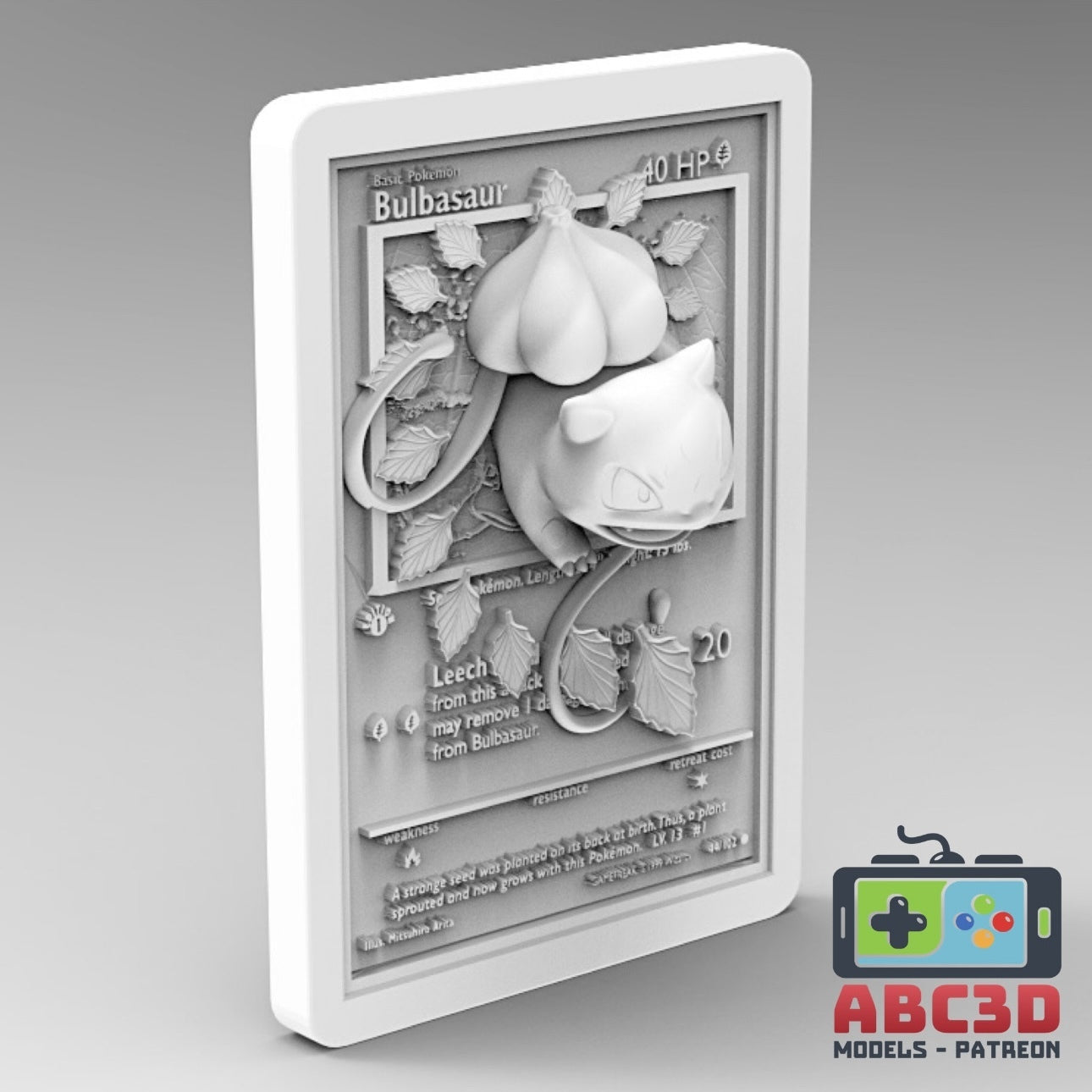 Bulbasaur - 3D Printed Pokemon Card Wall Hanger | Fan Art | Pokemon TCG | Resin Model | ABC3D Models