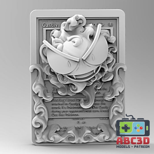 Gastly - 3D Printed Pokemon Card Wall Hanger | Fan Art | Pokemon TCG | Resin Model | ABC3D Models
