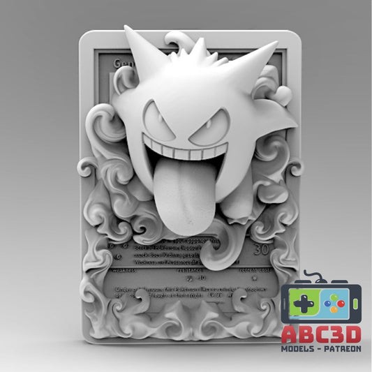 Gengar - 3D Printed Pokemon Card Wall Hanger | Fan Art | Pokemon TCG | Resin Model | ABC3D Models