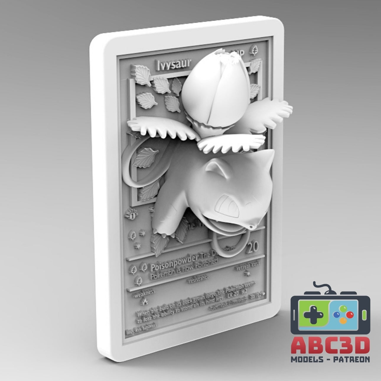 Ivysaur - 3D Printed Pokemon Card Wall Hanger | Fan Art | Pokemon TCG | Resin Model | ABC3D Models
