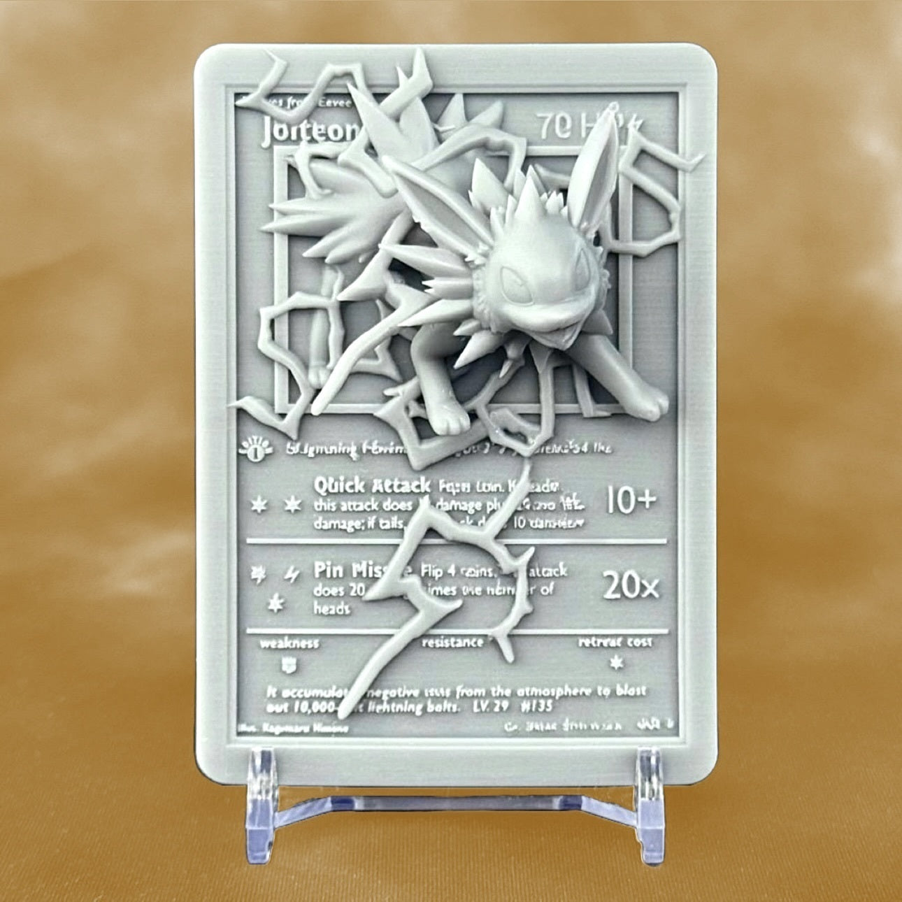 Jolteon - 3D Printed Pokemon Card Wall Hanger | Fan Art | Pokemon TCG | Resin Model | ABC3D Models