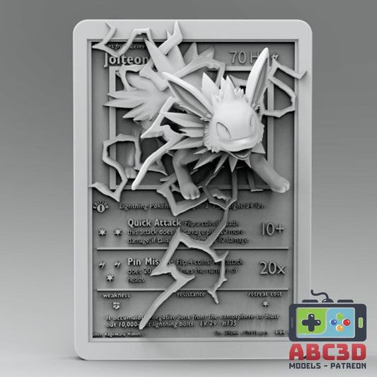 Jolteon - 3D Printed Pokemon Card Wall Hanger | Fan Art | Pokemon TCG | Resin Model | ABC3D Models