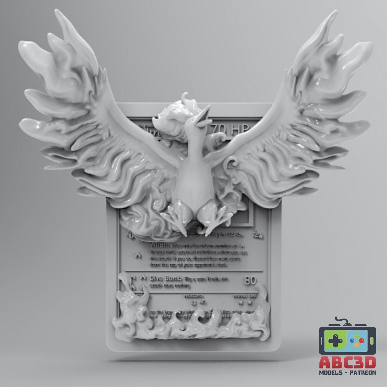Moltress - 3D Printed Pokemon Card Wall Hanger | Fan Art | Pokemon TCG | Resin Model | ABC3D Models