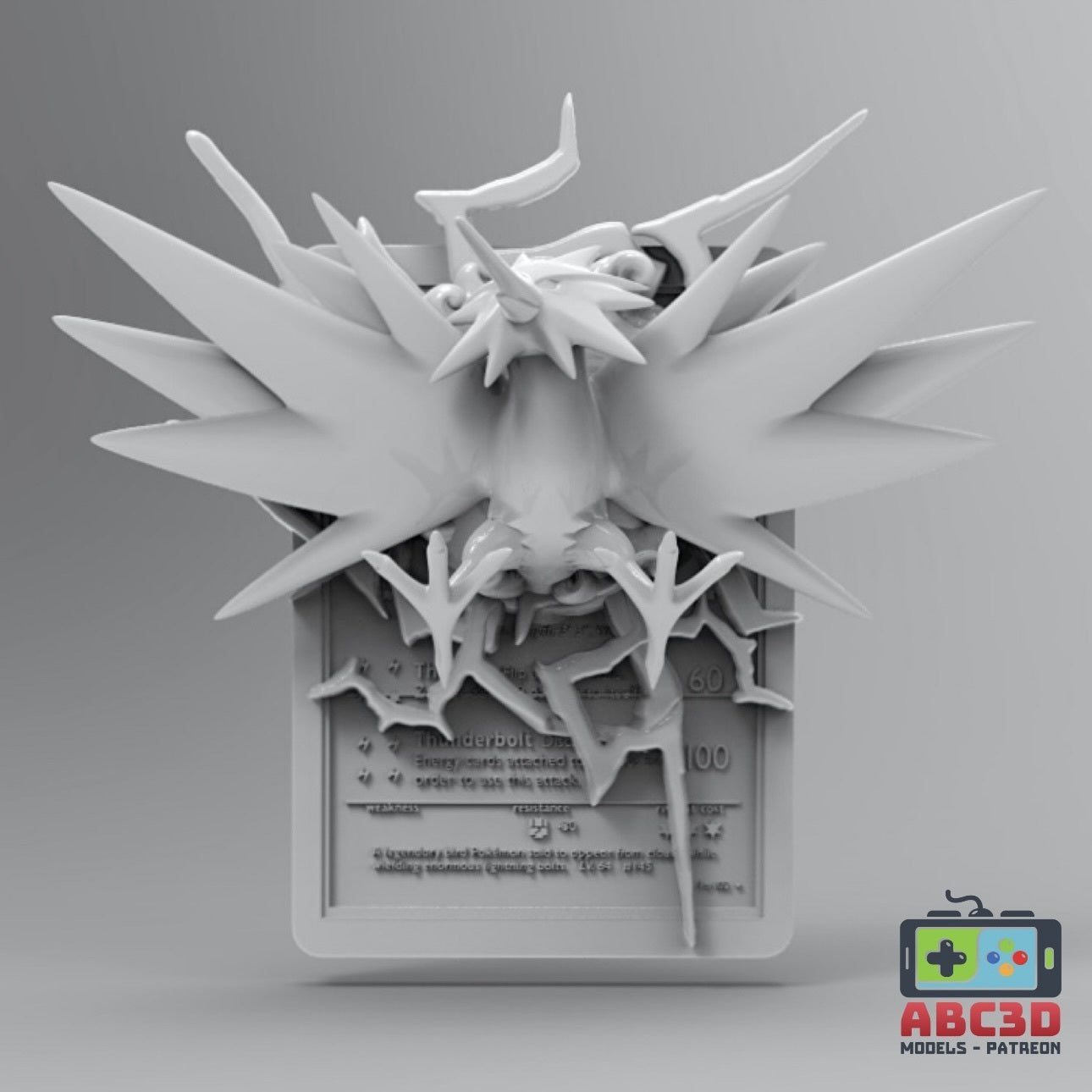 Zapdos - 3D Printed Pokemon Card Wall Hanger | Fan Art | Pokemon TCG | Resin Model | ABC3D Models
