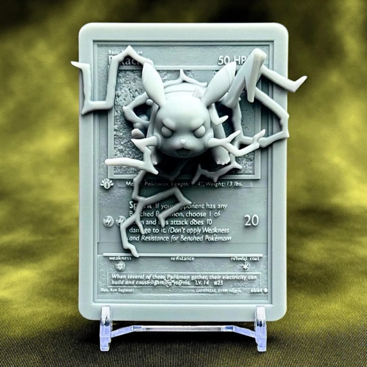 Pikachu - 3D Printed Pokemon Card Wall Hanger | Fan Art | Pokemon TCG | Resin Model | ABC3D Models