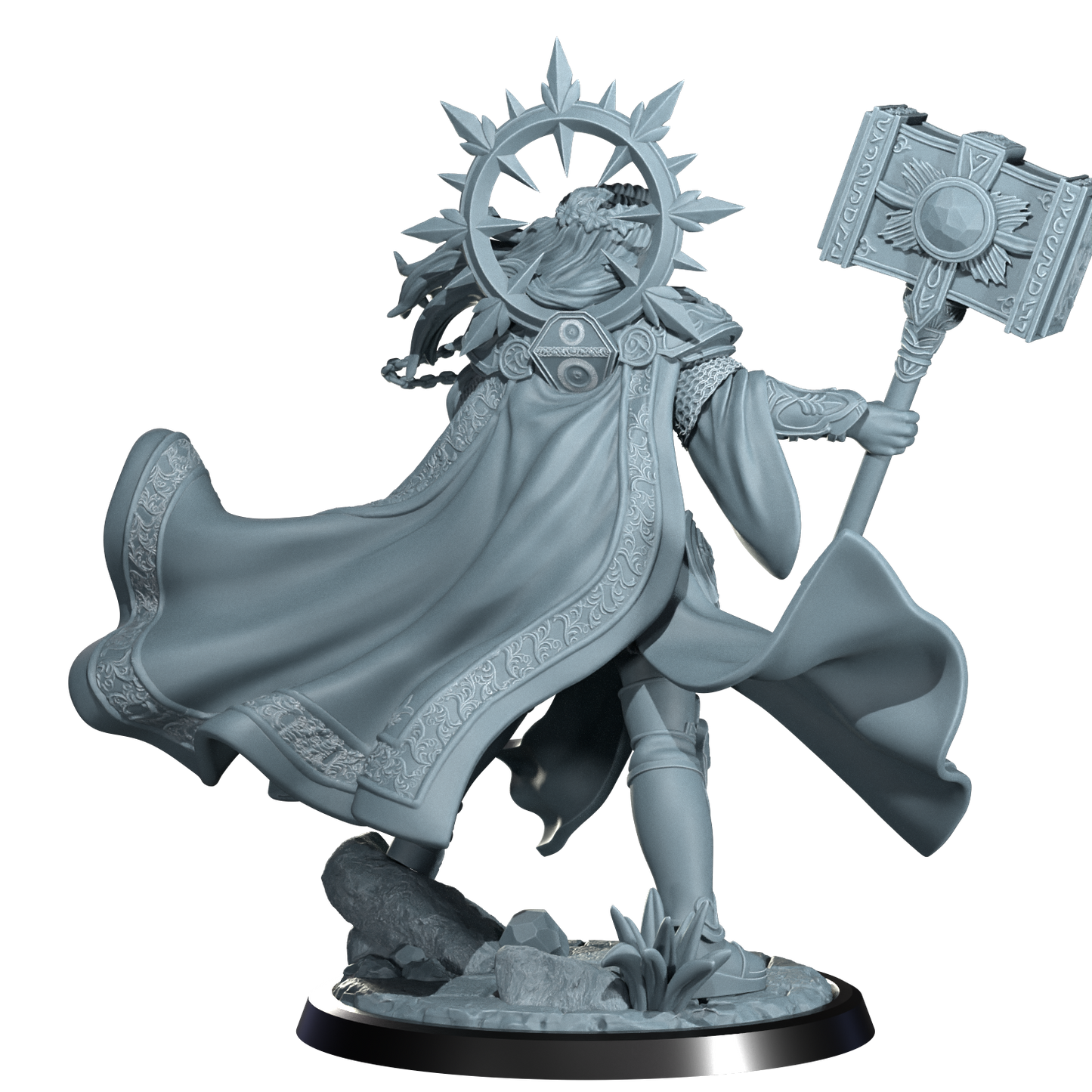 Lyriana Dawnbringer, Aasimar Cleric | Dungeons and Damsels | Cosmondo | 28mm, 32mm, 75mm | Dungeons & Dragons | TTRPG | RPG | Resin