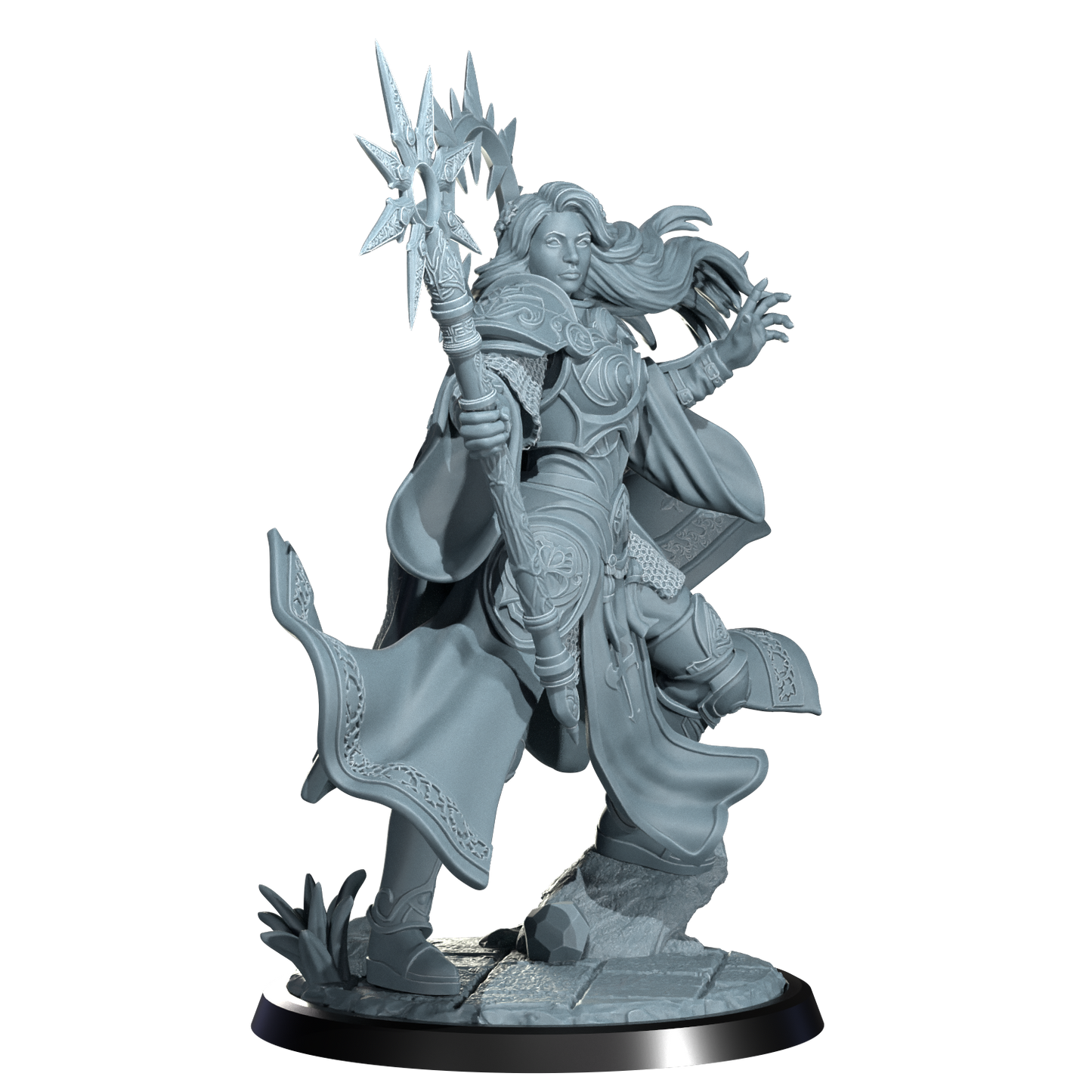 Lyriana Dawnbringer, Aasimar Cleric | Dungeons and Damsels | Cosmondo | 28mm, 32mm, 75mm | Dungeons & Dragons | TTRPG | RPG | Resin