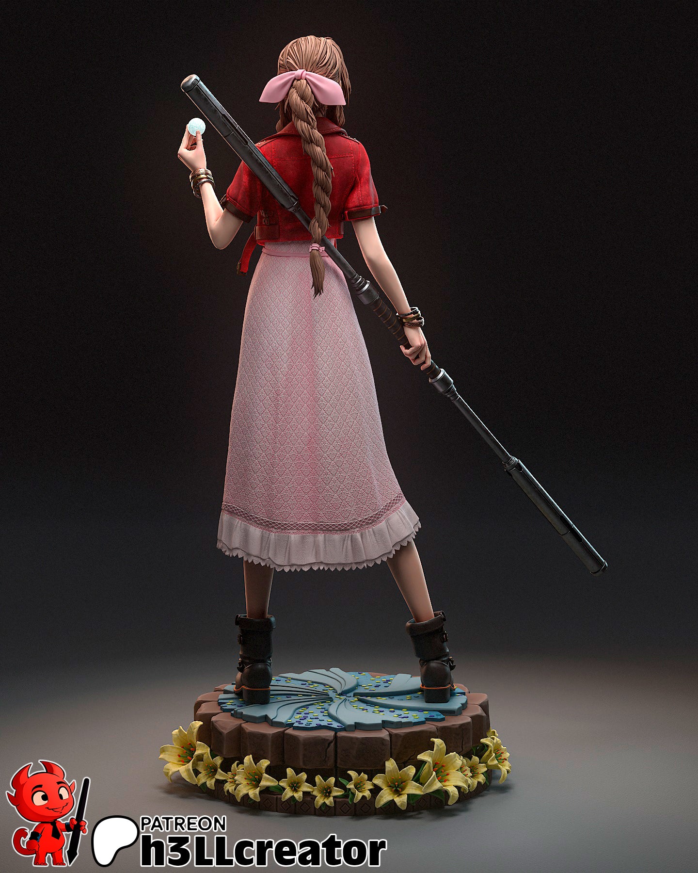 Aerith from Final Fantasy VII (fan art) | Full Model or Bust | Miniature scale 1:12 | h3LL Creator | DIY Model Kit
