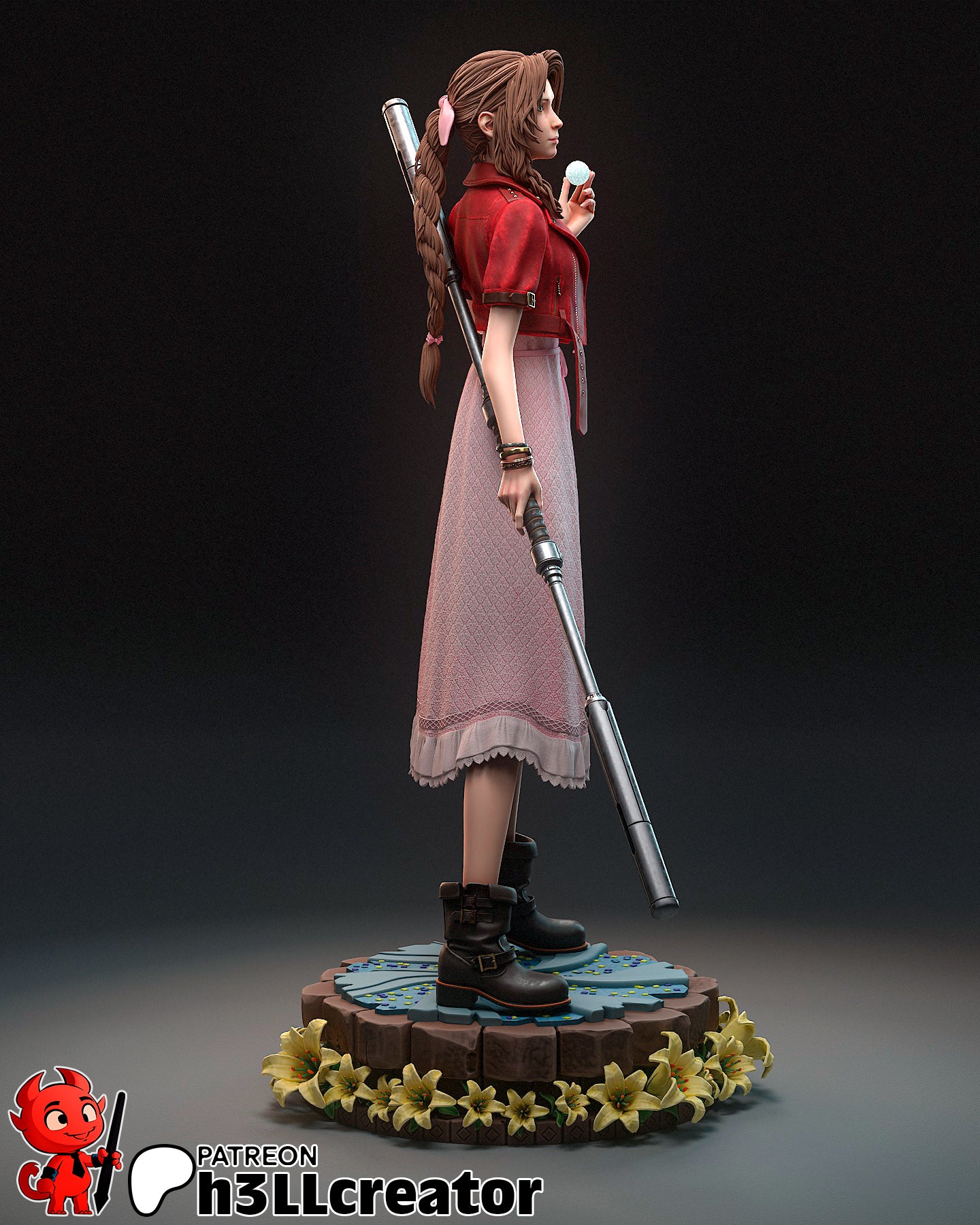 Aerith from Final Fantasy VII (fan art) | Full Model or Bust | Miniature scale 1:12 | h3LL Creator | DIY Model Kit