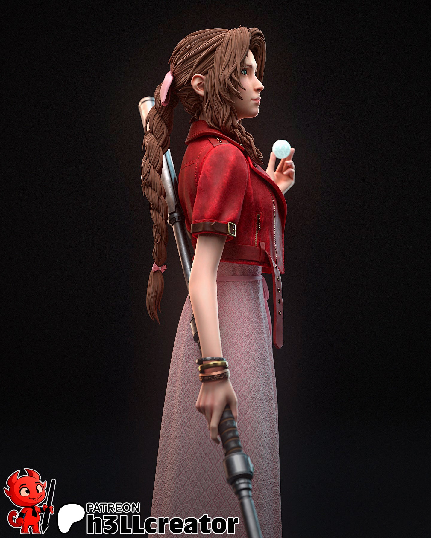 Aerith from Final Fantasy VII (fan art) | Full Model or Bust | Miniature scale 1:12 | h3LL Creator | DIY Model Kit