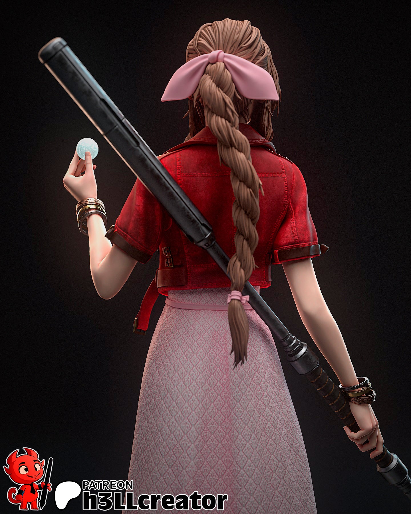 Aerith from Final Fantasy VII (fan art) | Full Model or Bust | Miniature scale 1:12 | h3LL Creator | DIY Model Kit