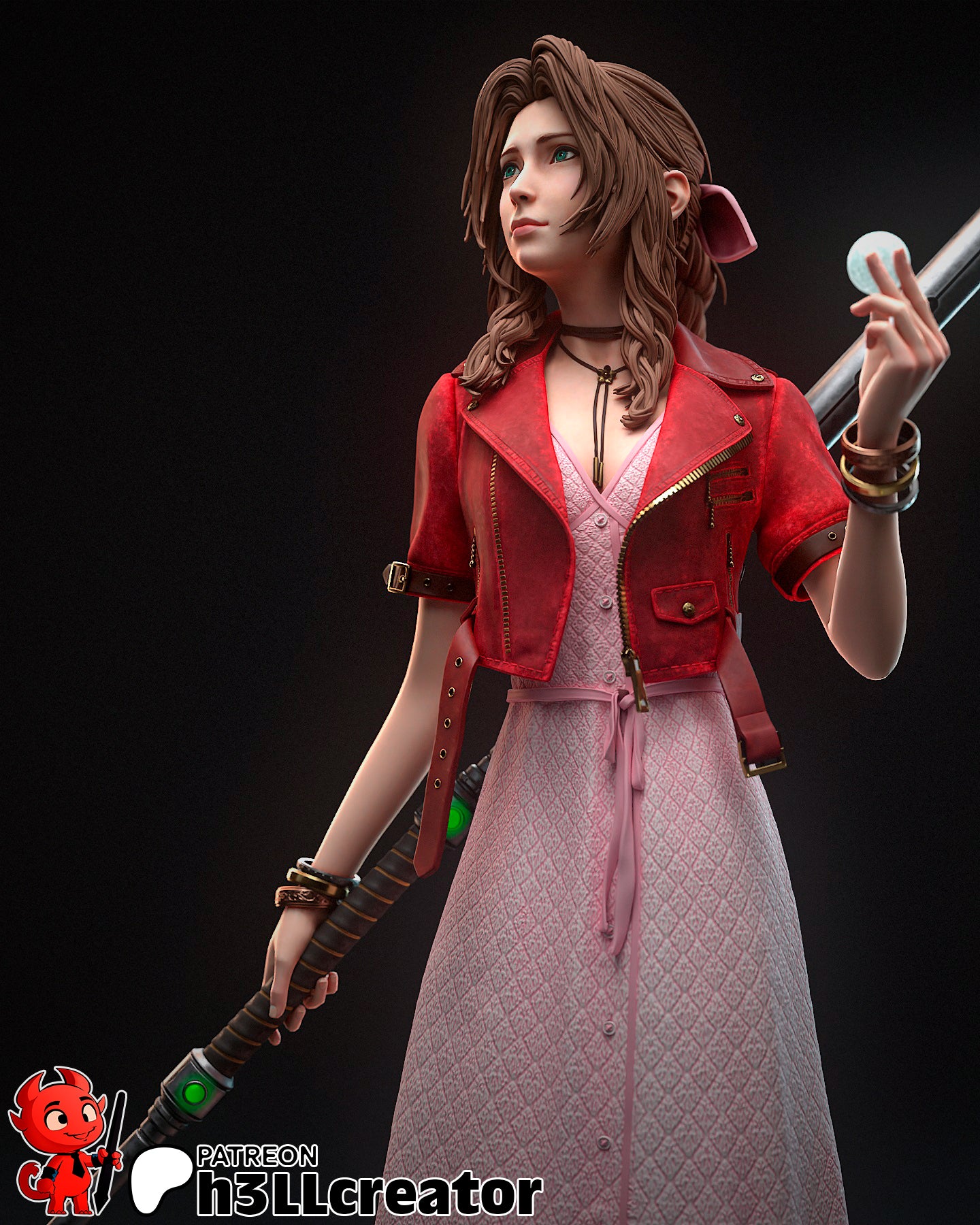 Aerith from Final Fantasy VII (fan art) | Full Model or Bust | Miniature scale 1:12 | h3LL Creator | DIY Model Kit
