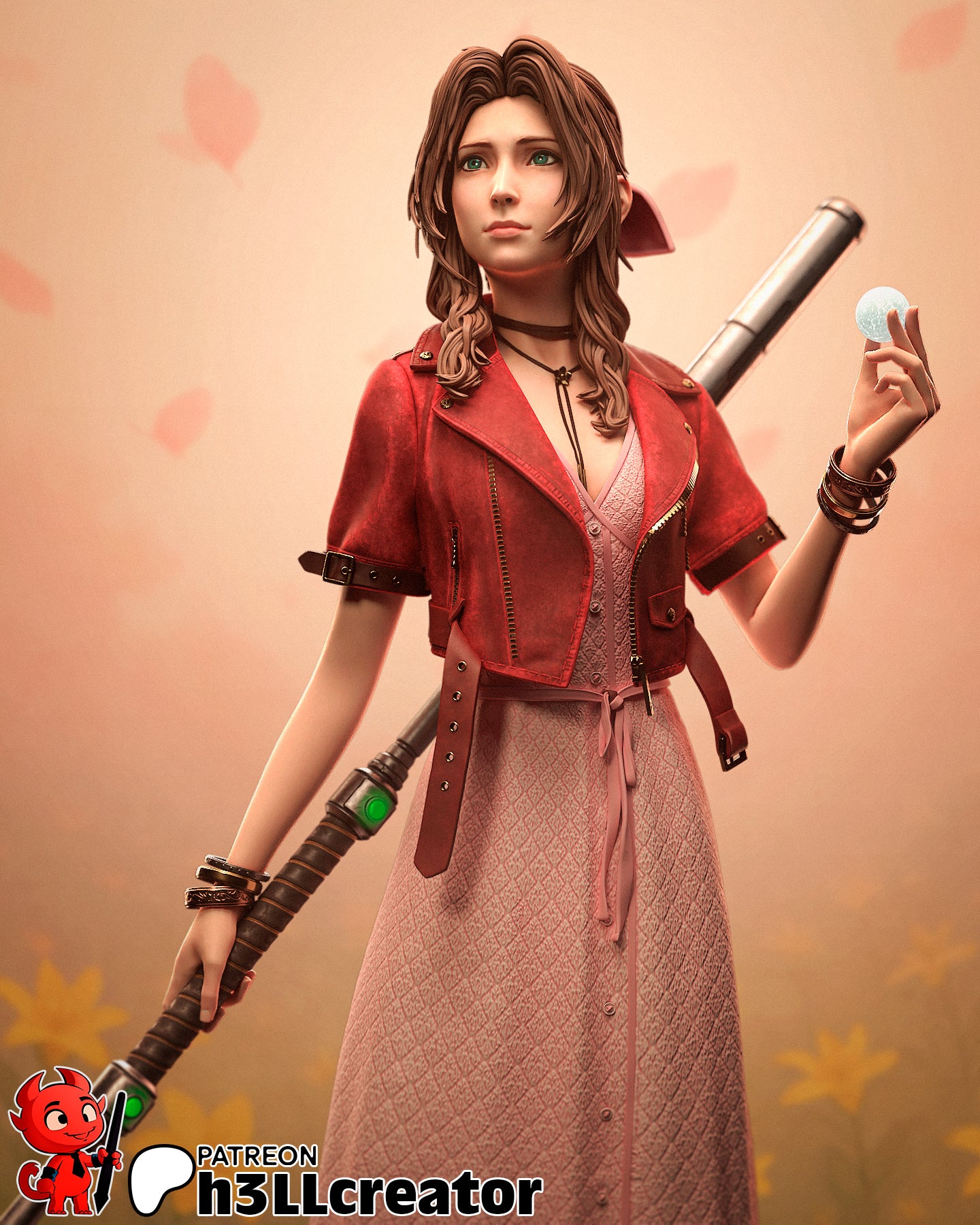 Aerith from Final Fantasy VII (fan art) | Full Model or Bust | Miniature scale 1:12 | h3LL Creator | DIY Model Kit