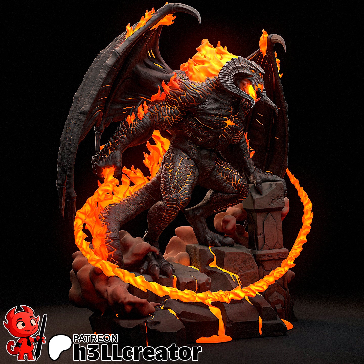 Balrog from The Lord of the Rings (fan art) | Full Model or Bust | Miniature scale 1:12 | h3LL Creator | DIY Model Kit