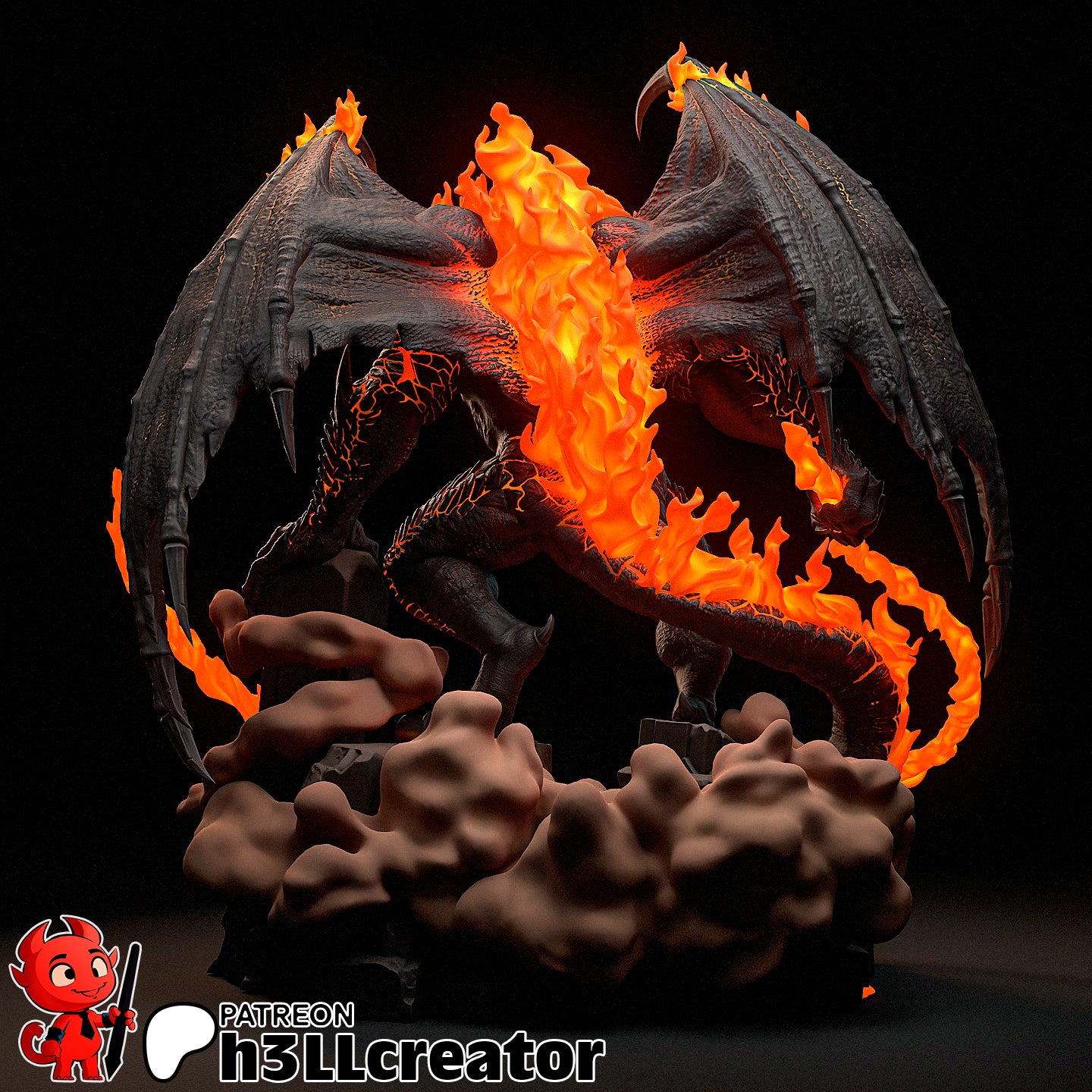 Balrog from The Lord of the Rings (fan art) | Full Model or Bust | Miniature scale 1:12 | h3LL Creator | DIY Model Kit