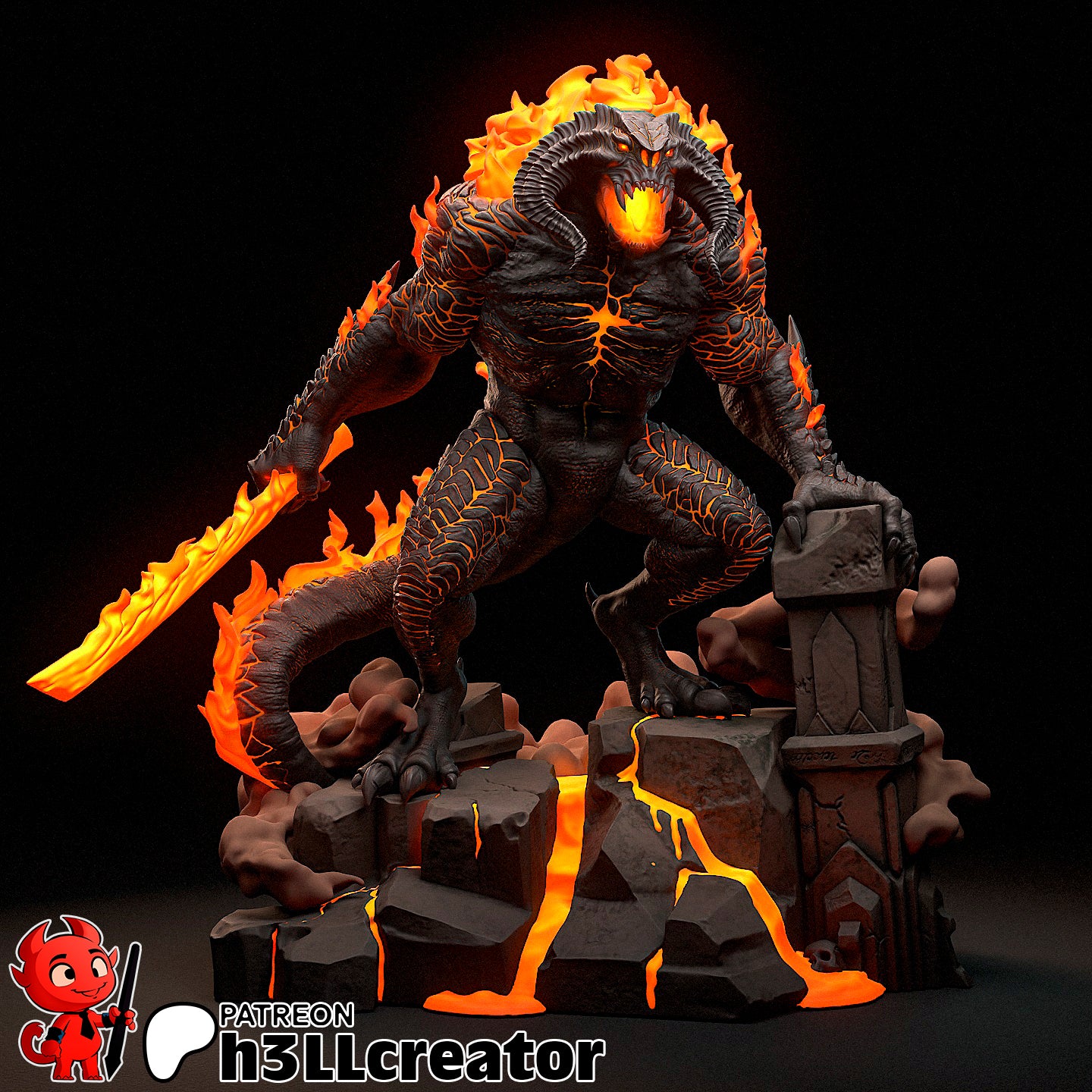 Balrog from The Lord of the Rings (fan art) | Full Model or Bust | Miniature scale 1:12 | h3LL Creator | DIY Model Kit