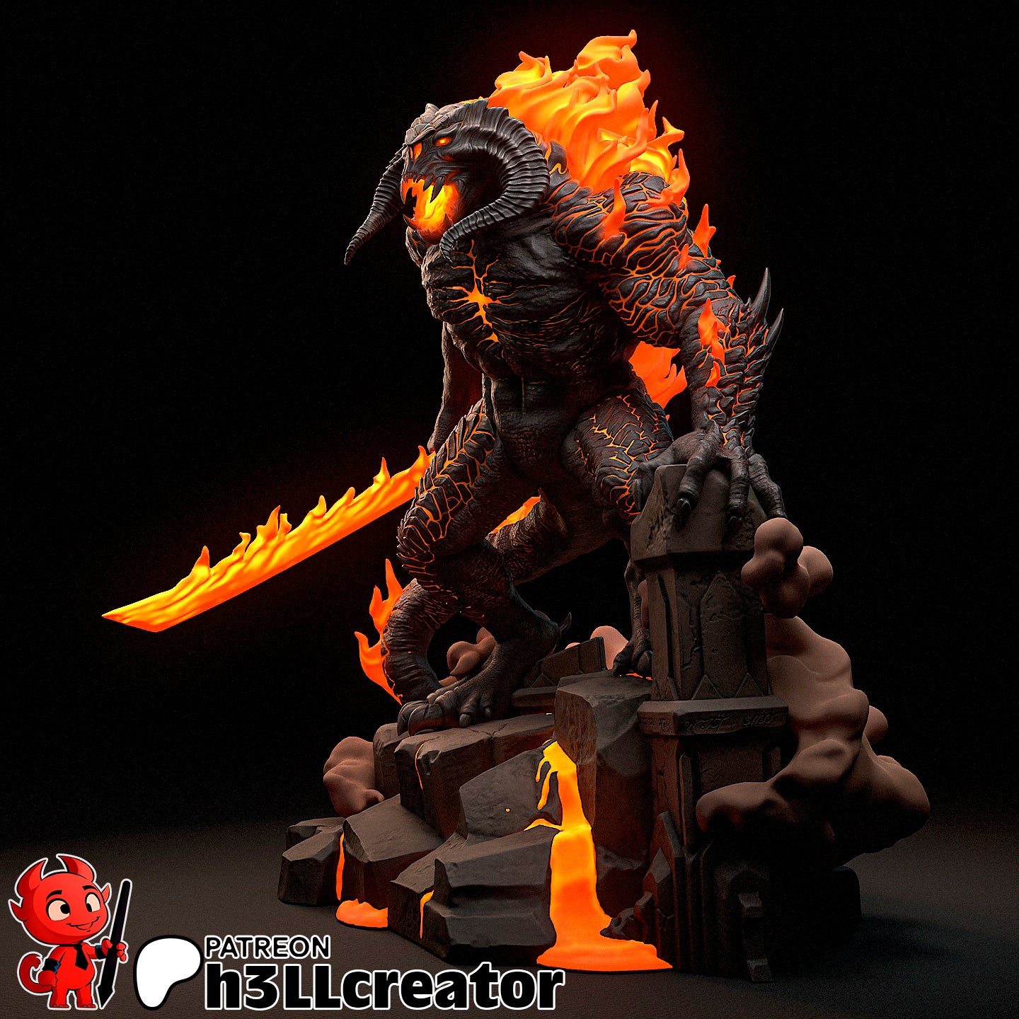 Balrog from The Lord of the Rings (fan art) | Full Model or Bust | Miniature scale 1:12 | h3LL Creator | DIY Model Kit