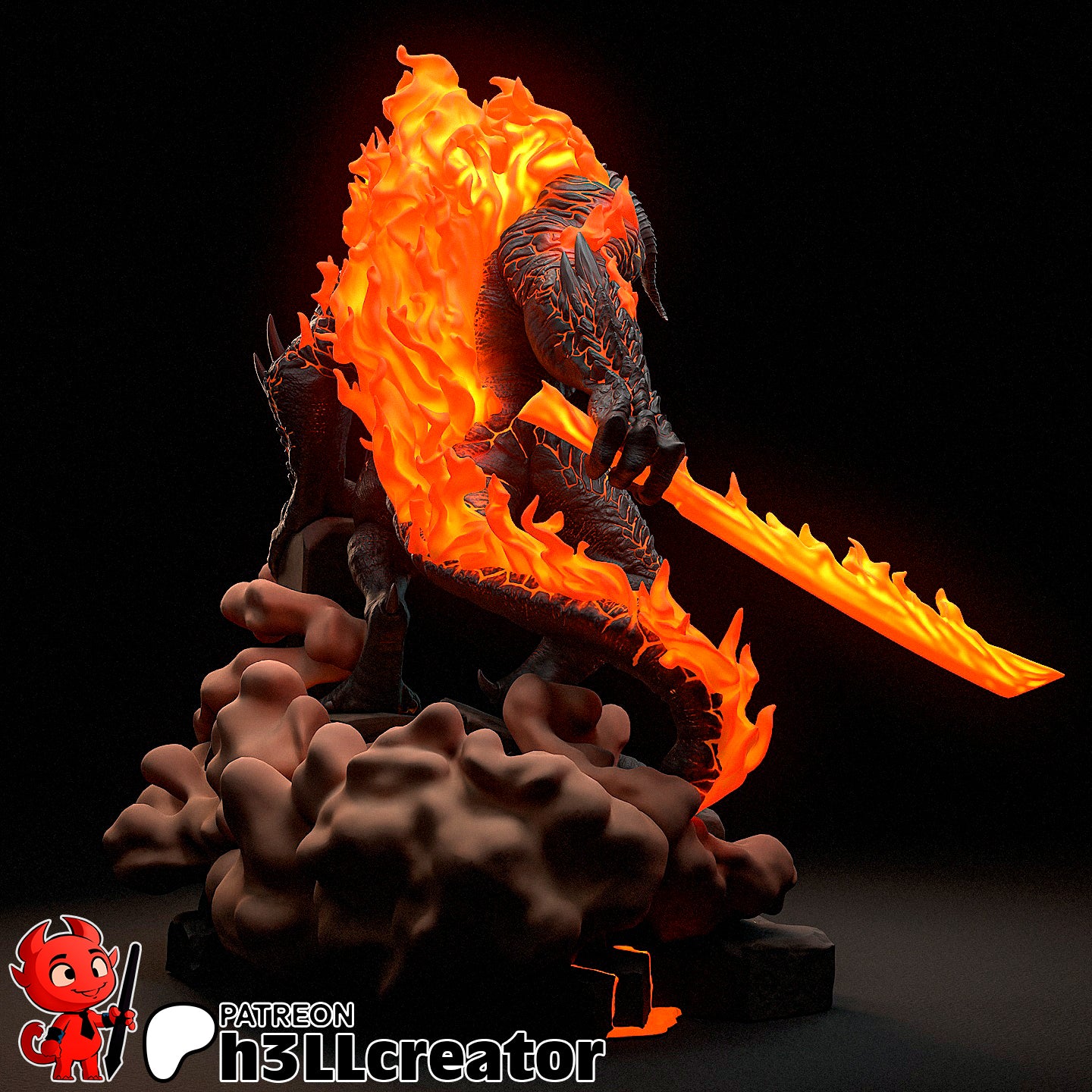 Balrog from The Lord of the Rings (fan art) | Full Model or Bust | Miniature scale 1:12 | h3LL Creator | DIY Model Kit