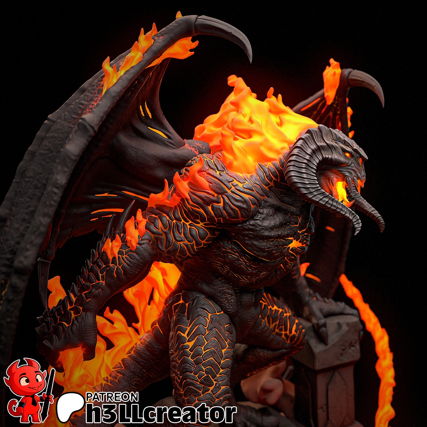 Balrog from The Lord of the Rings (fan art) | Full Model or Bust | Miniature scale 1:12 | h3LL Creator | DIY Model Kit