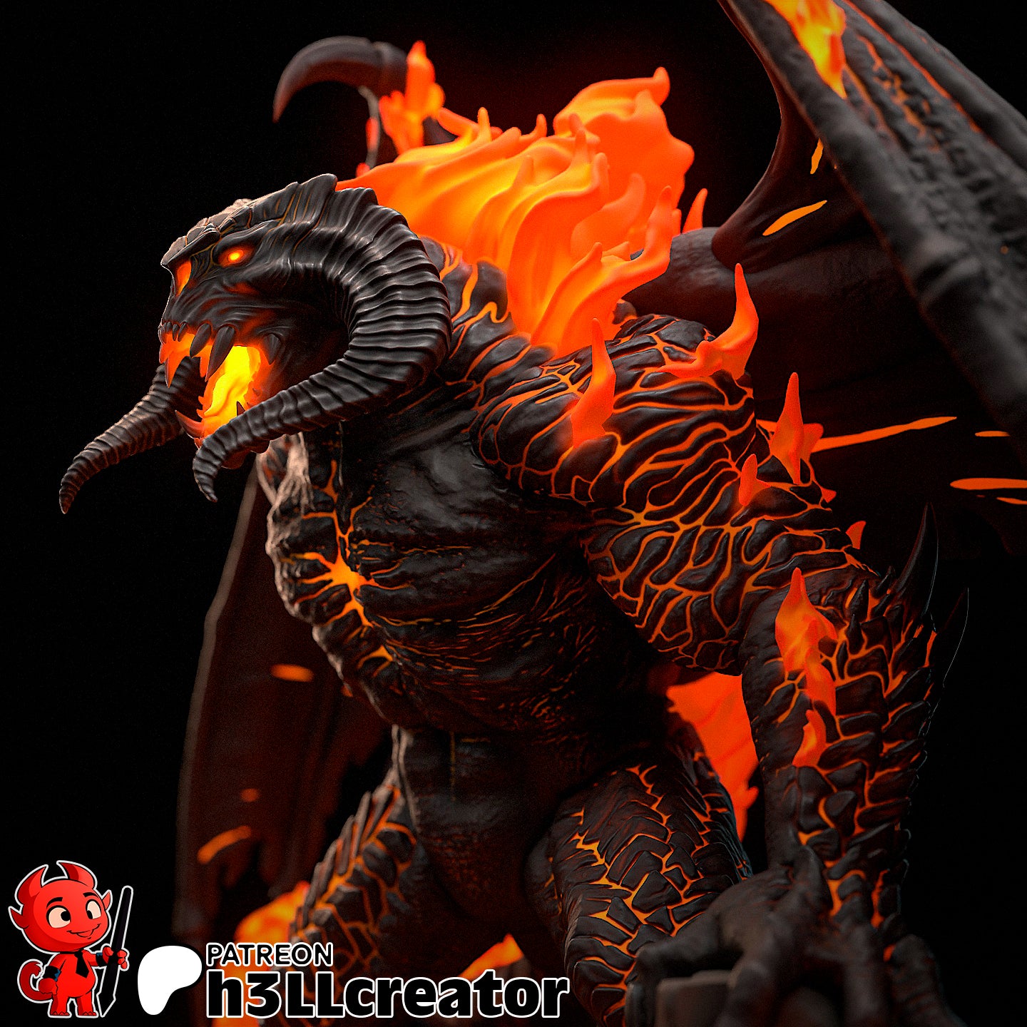 Balrog from The Lord of the Rings (fan art) | Full Model or Bust | Miniature scale 1:12 | h3LL Creator | DIY Model Kit