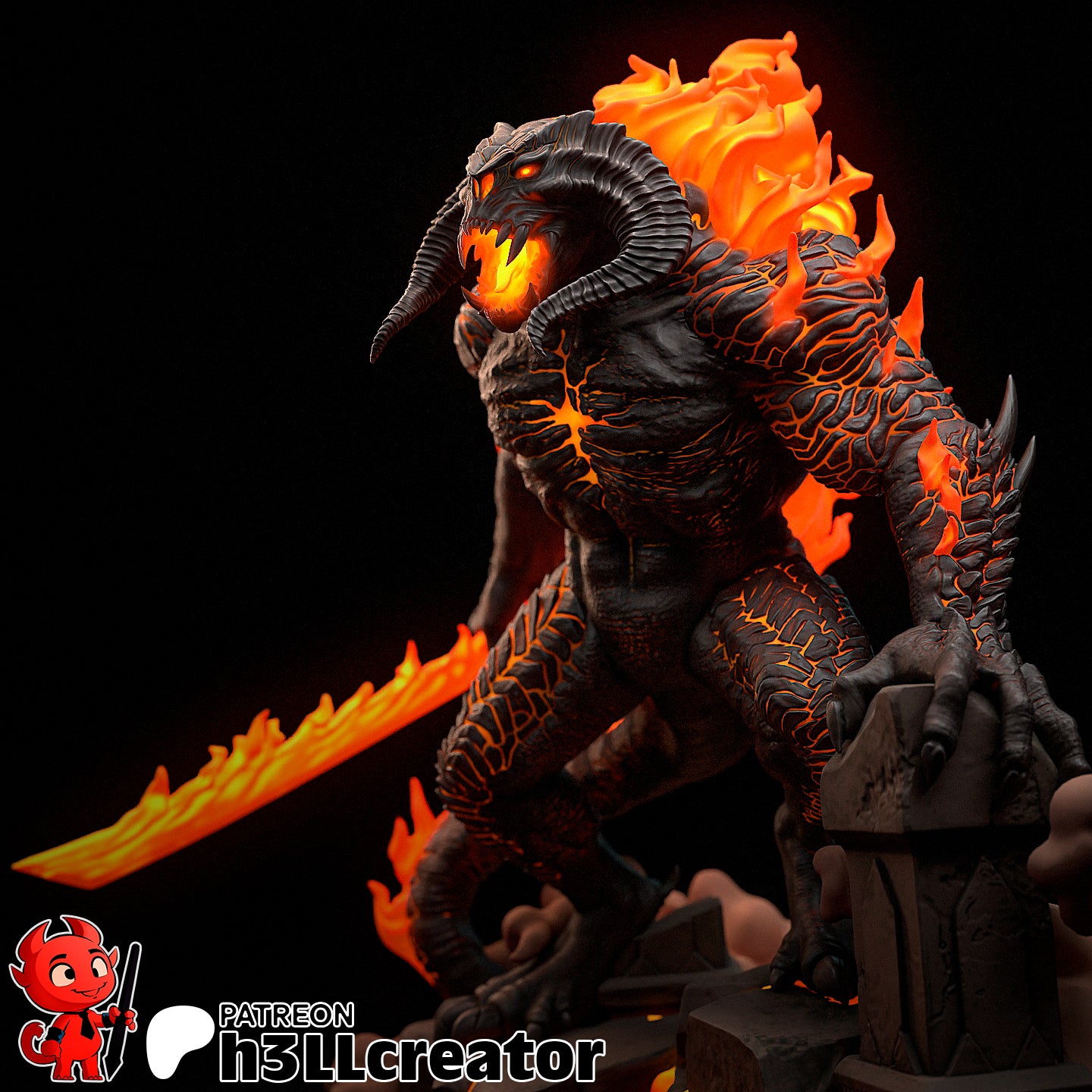Balrog from The Lord of the Rings (fan art) | Full Model or Bust | Miniature scale 1:12 | h3LL Creator | DIY Model Kit