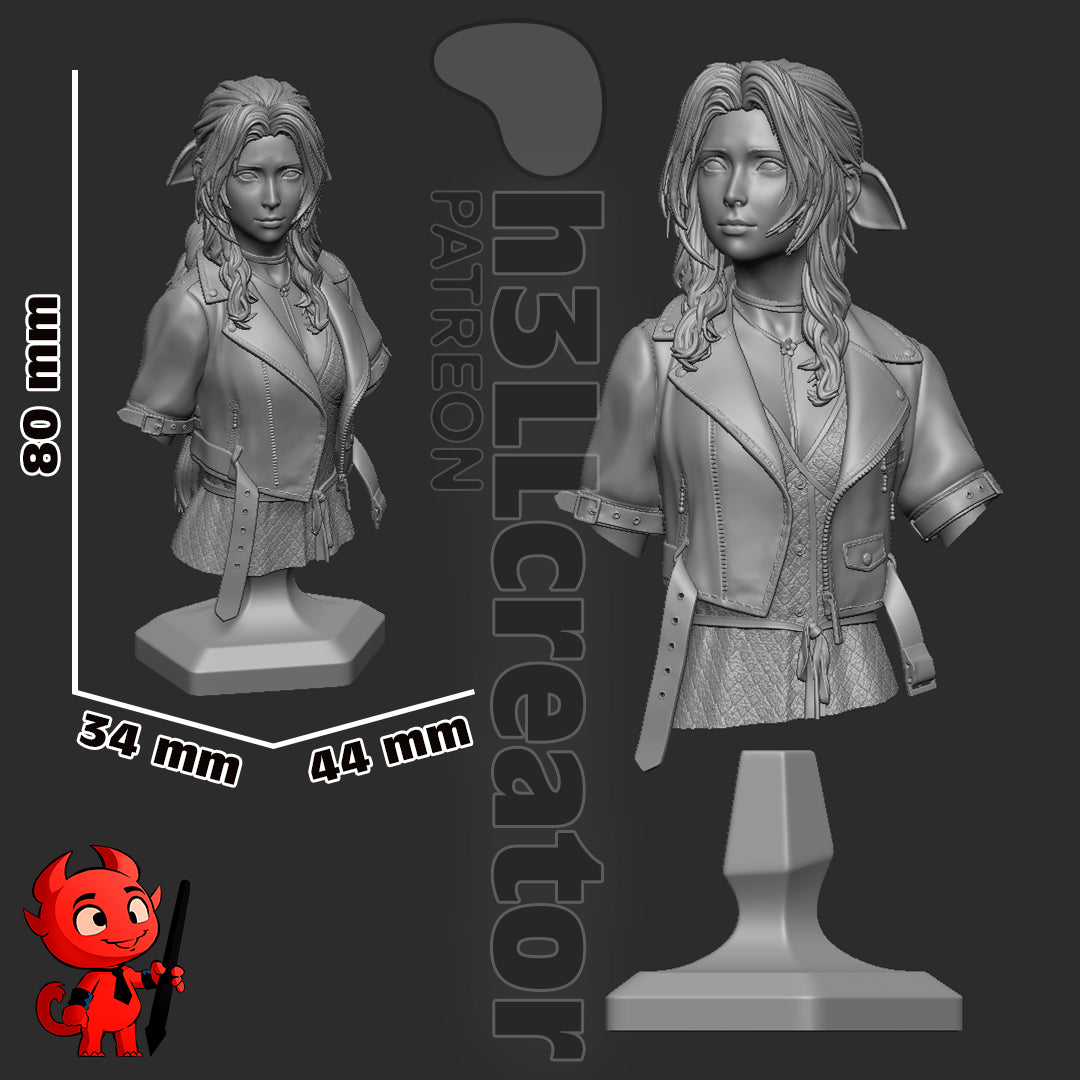 Aerith from Final Fantasy VII (fan art) | Full Model or Bust | Miniature scale 1:12 | h3LL Creator | DIY Model Kit