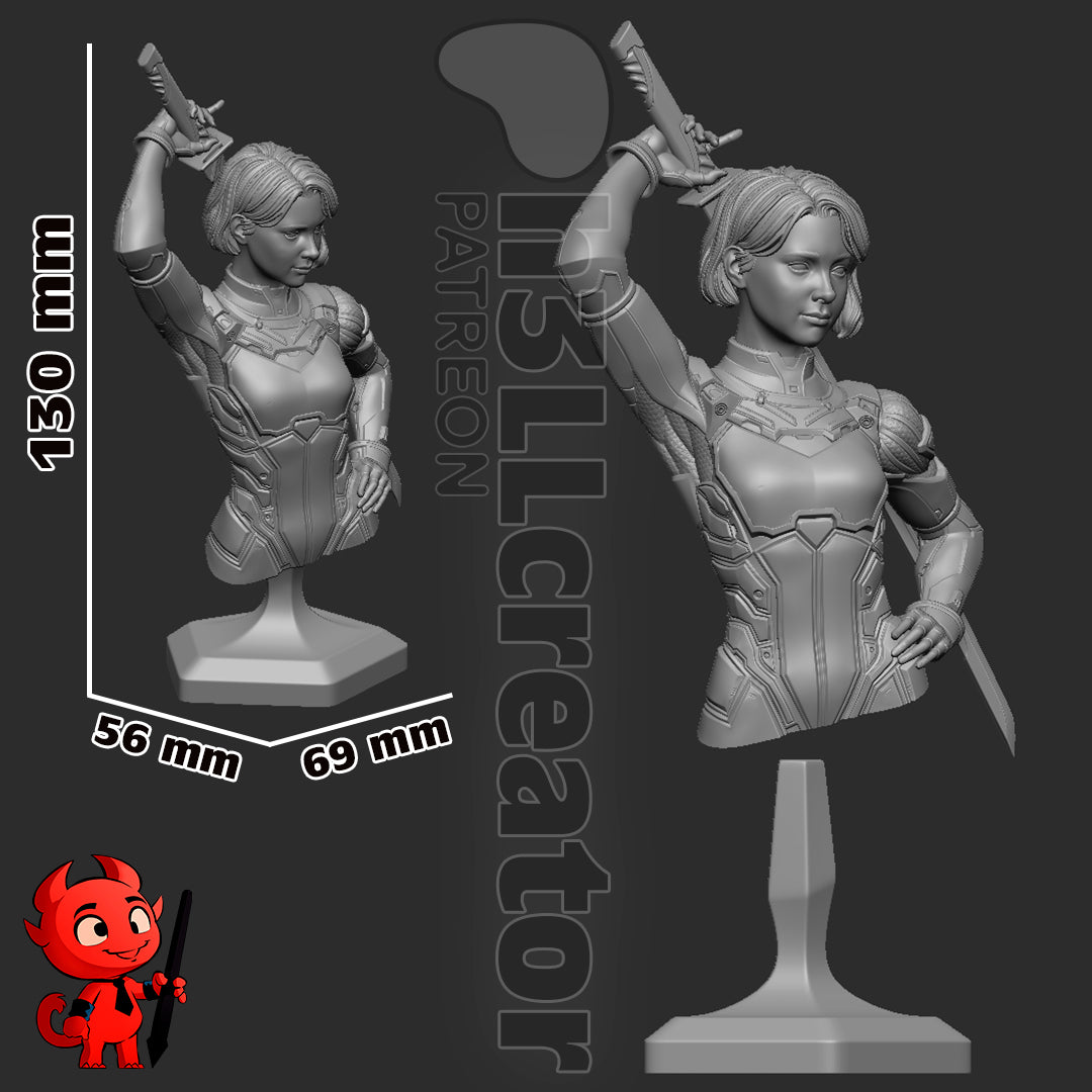 Mio from Split Fiction (fan art) | Full Model or Bust | Miniature scale 1:12 | h3LL Creator | DIY Model Kit