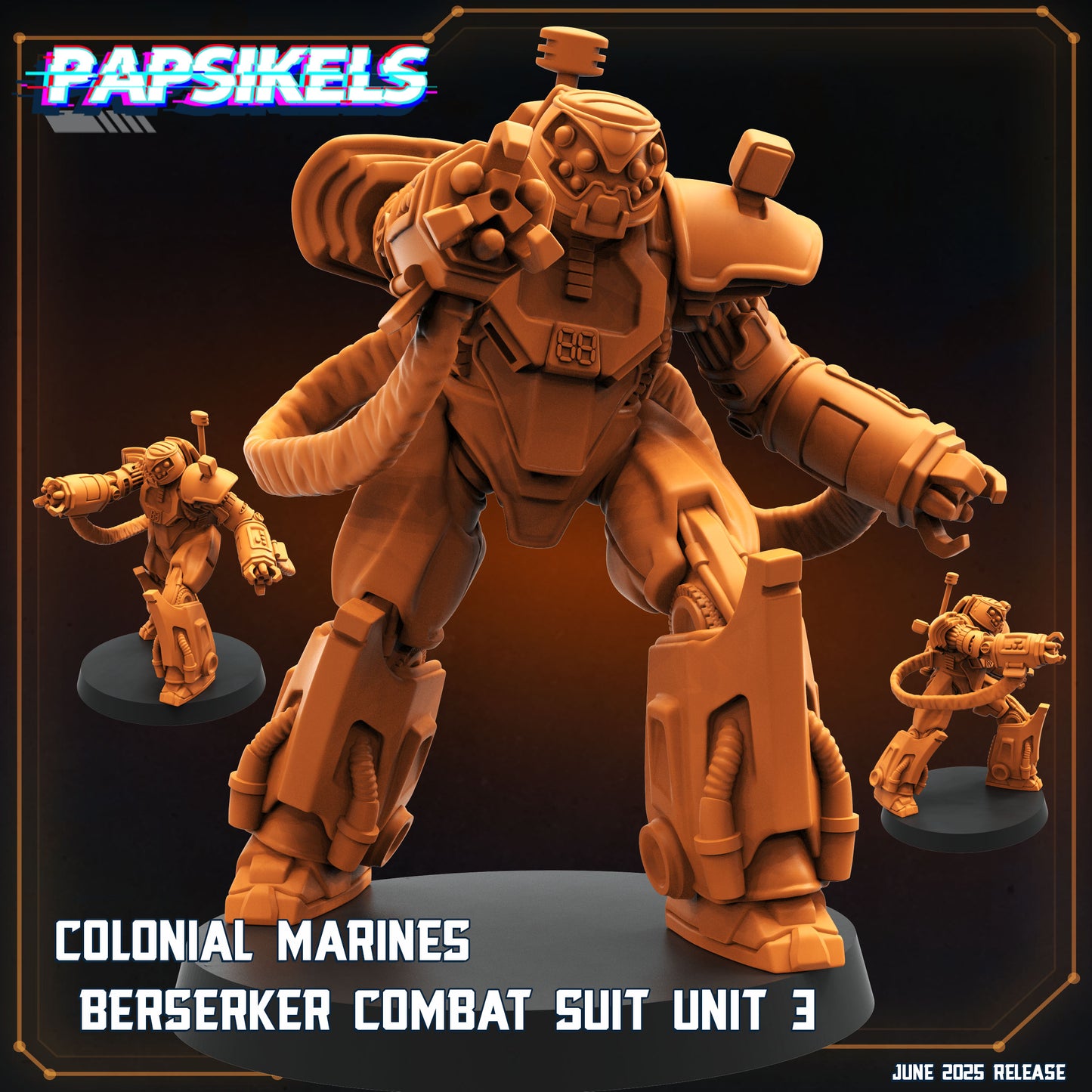 Aliens Vs Humans - Dark Space I Colonial Marines Berserker Combat Suit Units - Papsikels, 28 / 32mm Mini for TTRPG Gaming, Alien RPG