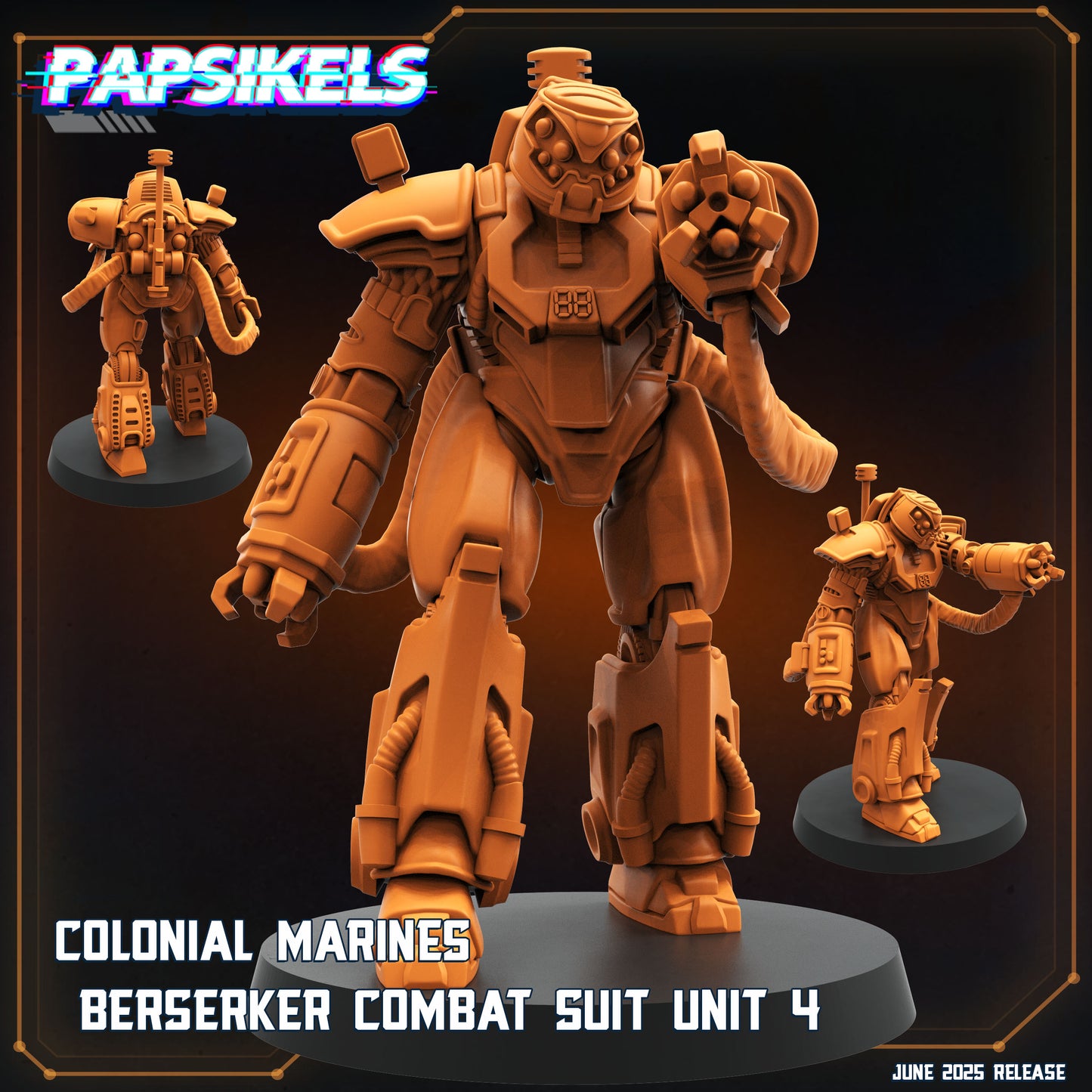 Aliens Vs Humans - Dark Space I Colonial Marines Berserker Combat Suit Units - Papsikels, 28 / 32mm Mini for TTRPG Gaming, Alien RPG