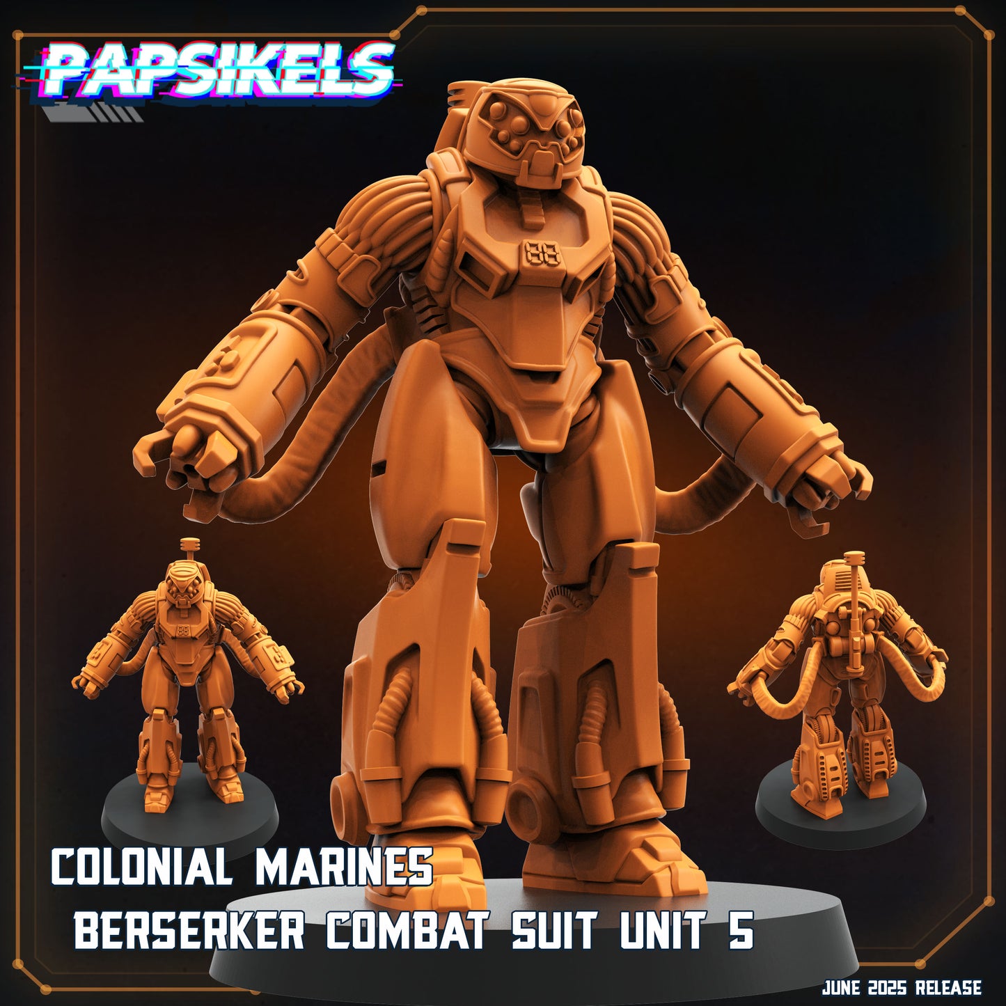 Aliens Vs Humans - Dark Space I Colonial Marines Berserker Combat Suit Units - Papsikels, 28 / 32mm Mini for TTRPG Gaming, Alien RPG