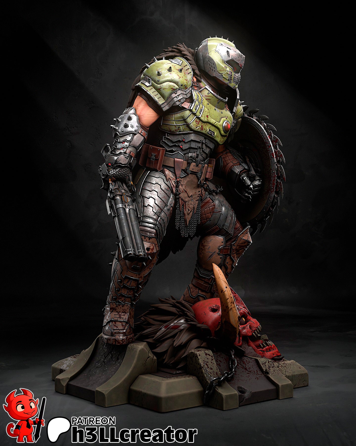 Doomguy from Doom The Dark Ages (fan art) | Full Model or Bust | Miniature scale 1:12 | h3LL Creator | DIY Model Kit
