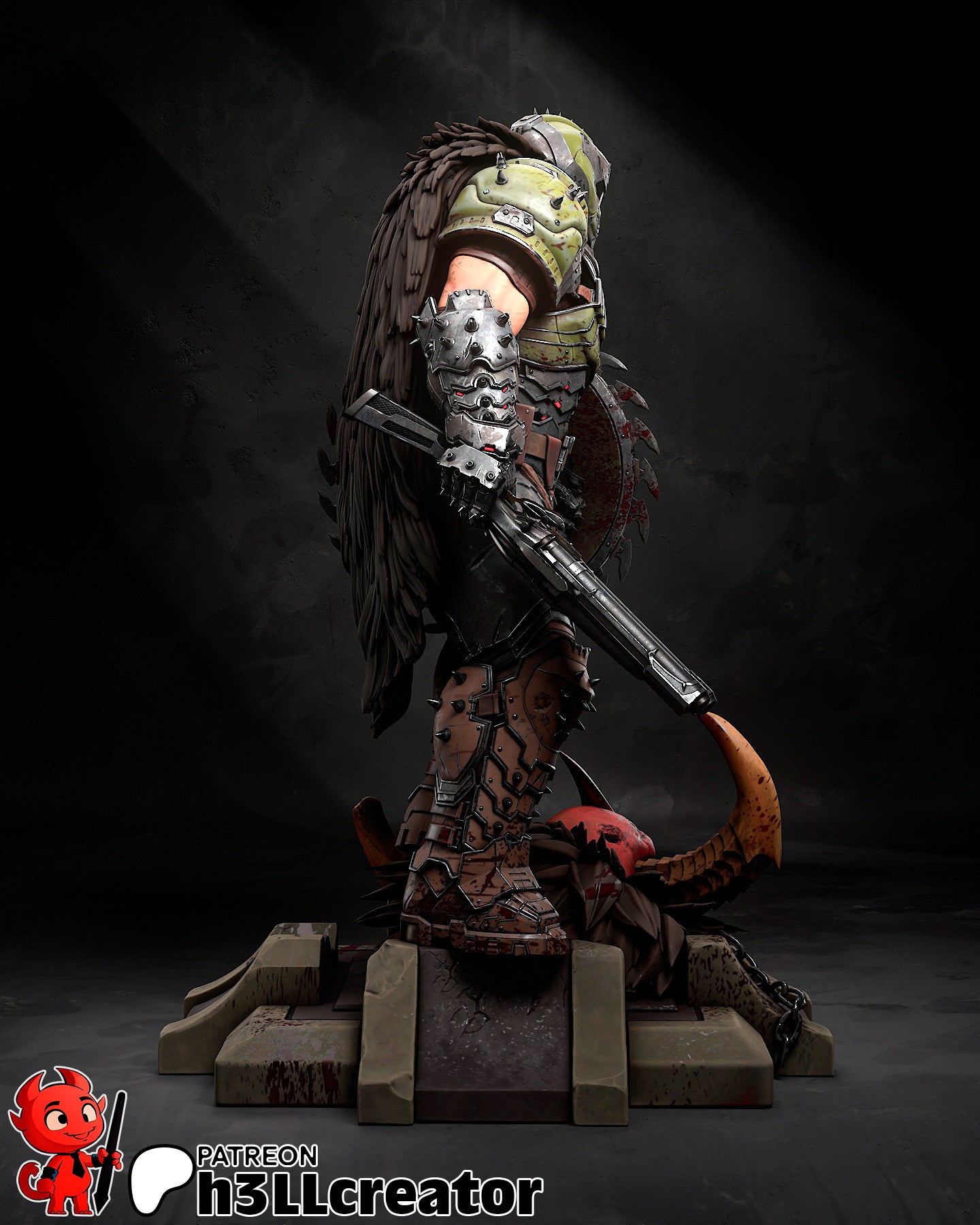 Doomguy from Doom The Dark Ages (fan art) | Full Model or Bust | Miniature scale 1:12 | h3LL Creator | DIY Model Kit