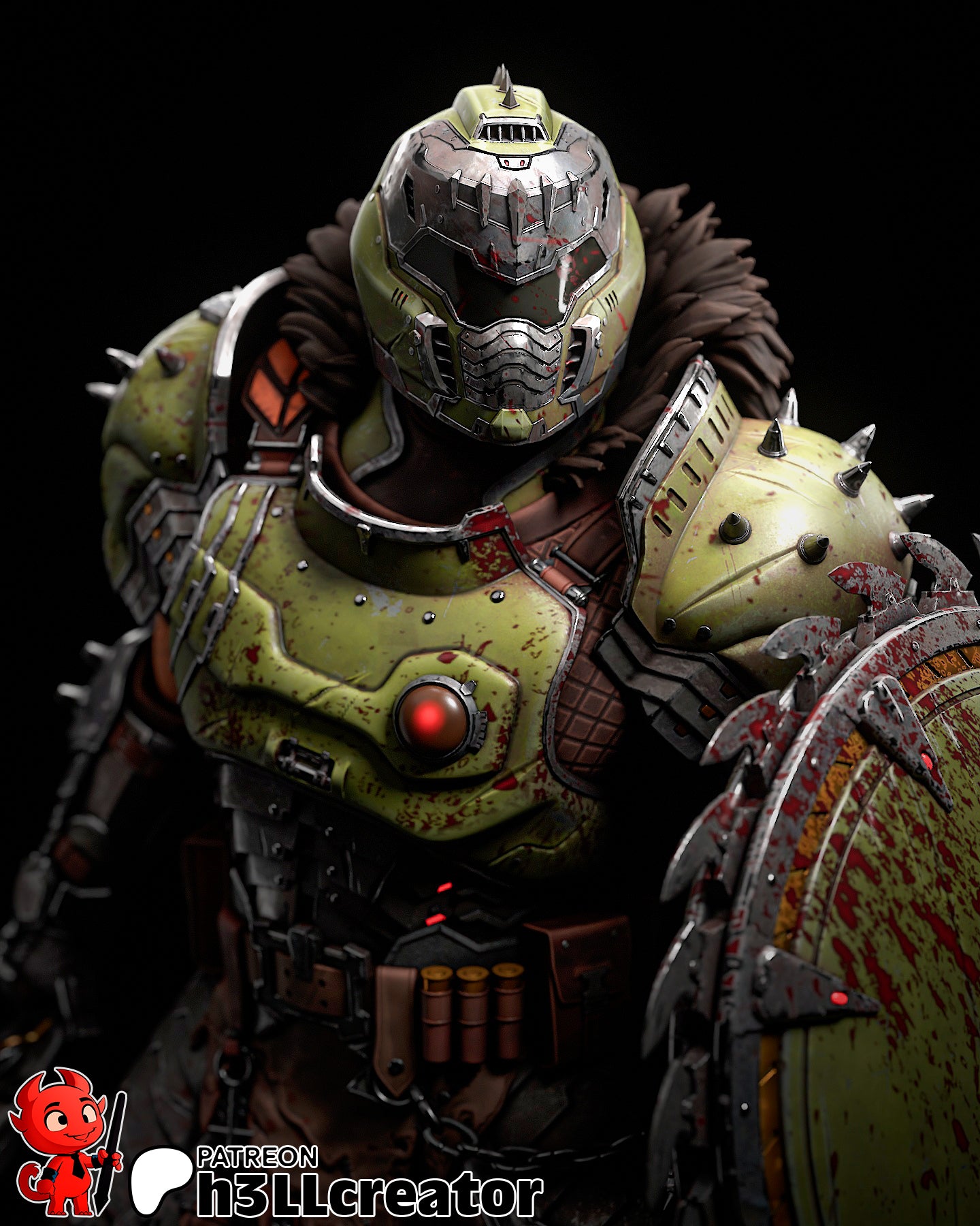 Doomguy from Doom The Dark Ages (fan art) | Full Model or Bust | Miniature scale 1:12 | h3LL Creator | DIY Model Kit
