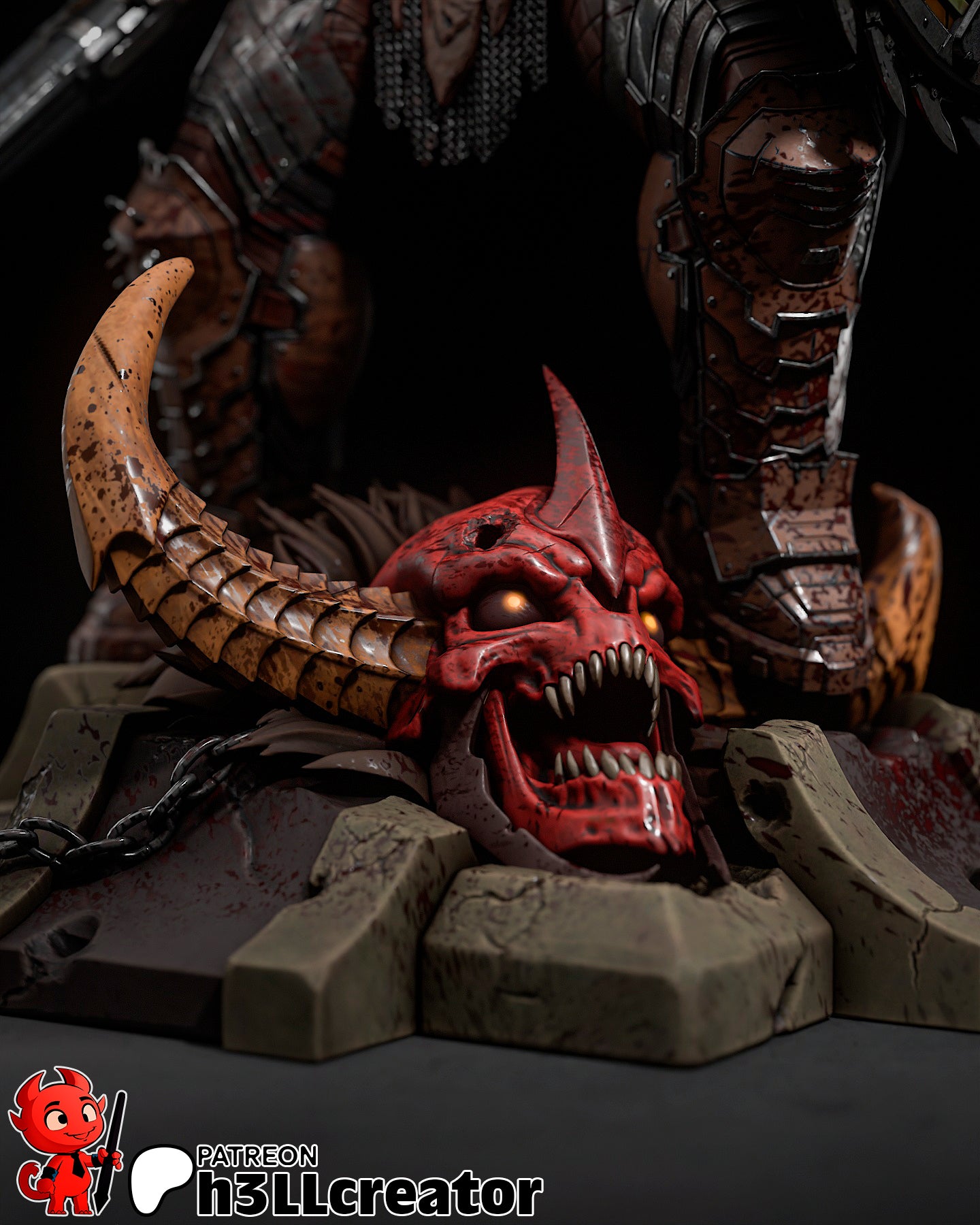 Doomguy from Doom The Dark Ages (fan art) | Full Model or Bust | Miniature scale 1:12 | h3LL Creator | DIY Model Kit