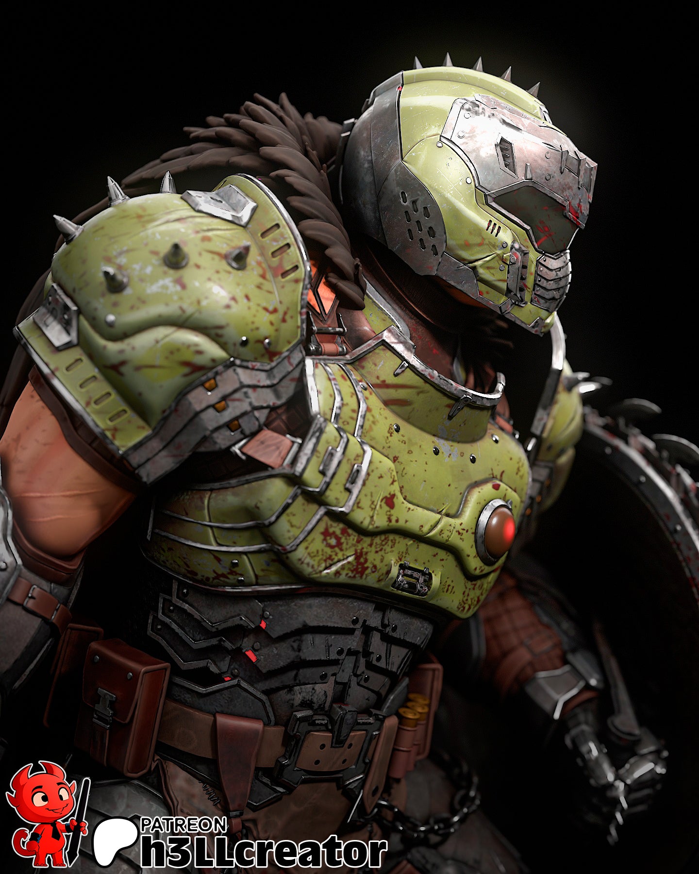 Doomguy from Doom The Dark Ages (fan art) | Full Model or Bust | Miniature scale 1:12 | h3LL Creator | DIY Model Kit