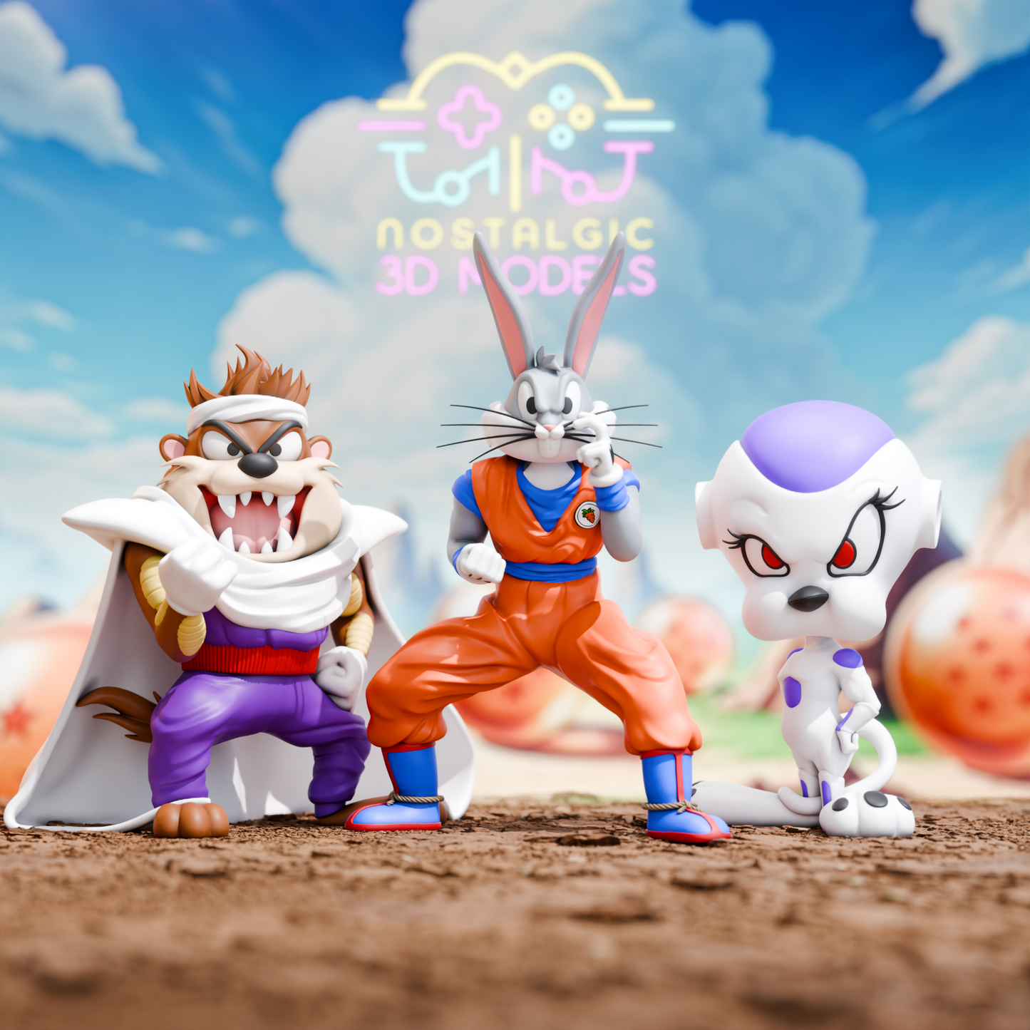 Looney Ball Z Crossover Resin Figures | DBZ x Looney Tunes Mashup | Nostalgic 3D Models | Fan Art Collectibles