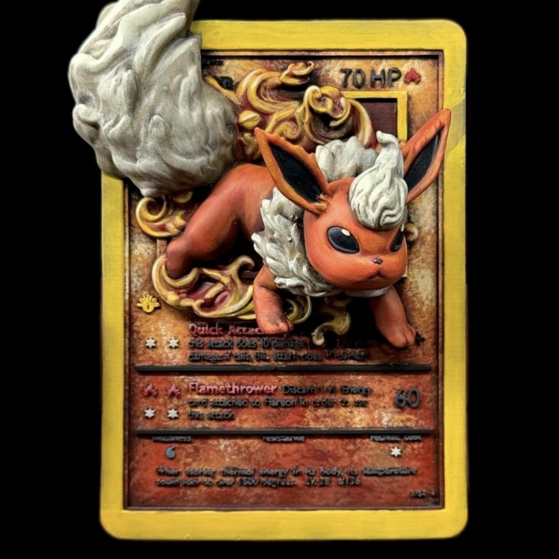 Flareon - 3D Printed Pokemon Card Wall Hanger | Fan Art | Pokemon TCG | Resin Model | ABC3D Models