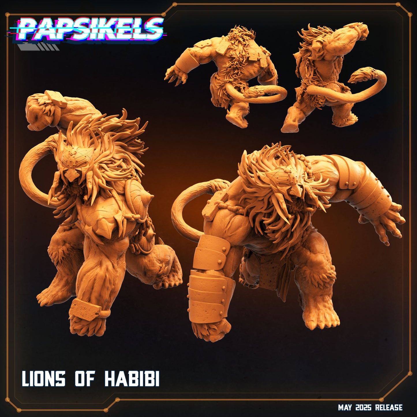Lions of Habibi - Set of 2 | Trench Crusade | Papsikels Fantasy, Resin Miniature - Tabletop miniature - Fantasy Miniature - 32mm