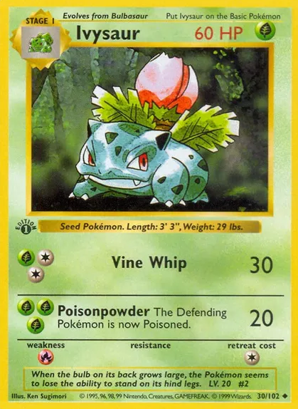 Ivysaur - 3D Printed Pokemon Card Wall Hanger | Fan Art | Pokemon TCG | Resin Model | ABC3D Models