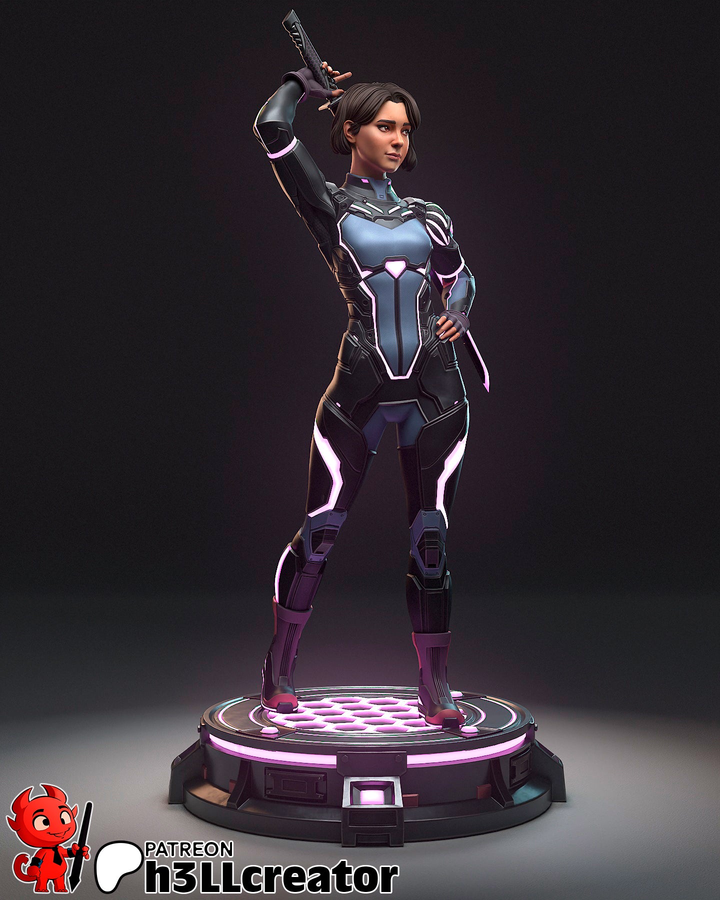Mio from Split Fiction (fan art) | Full Model or Bust | Miniature scale 1:12 | h3LL Creator | DIY Model Kit
