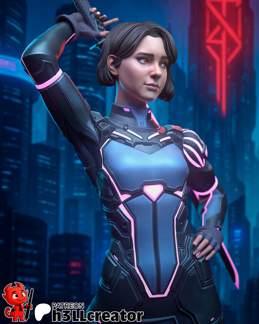 Mio from Split Fiction (fan art) | Full Model or Bust | Miniature scale 1:12 | h3LL Creator | DIY Model Kit