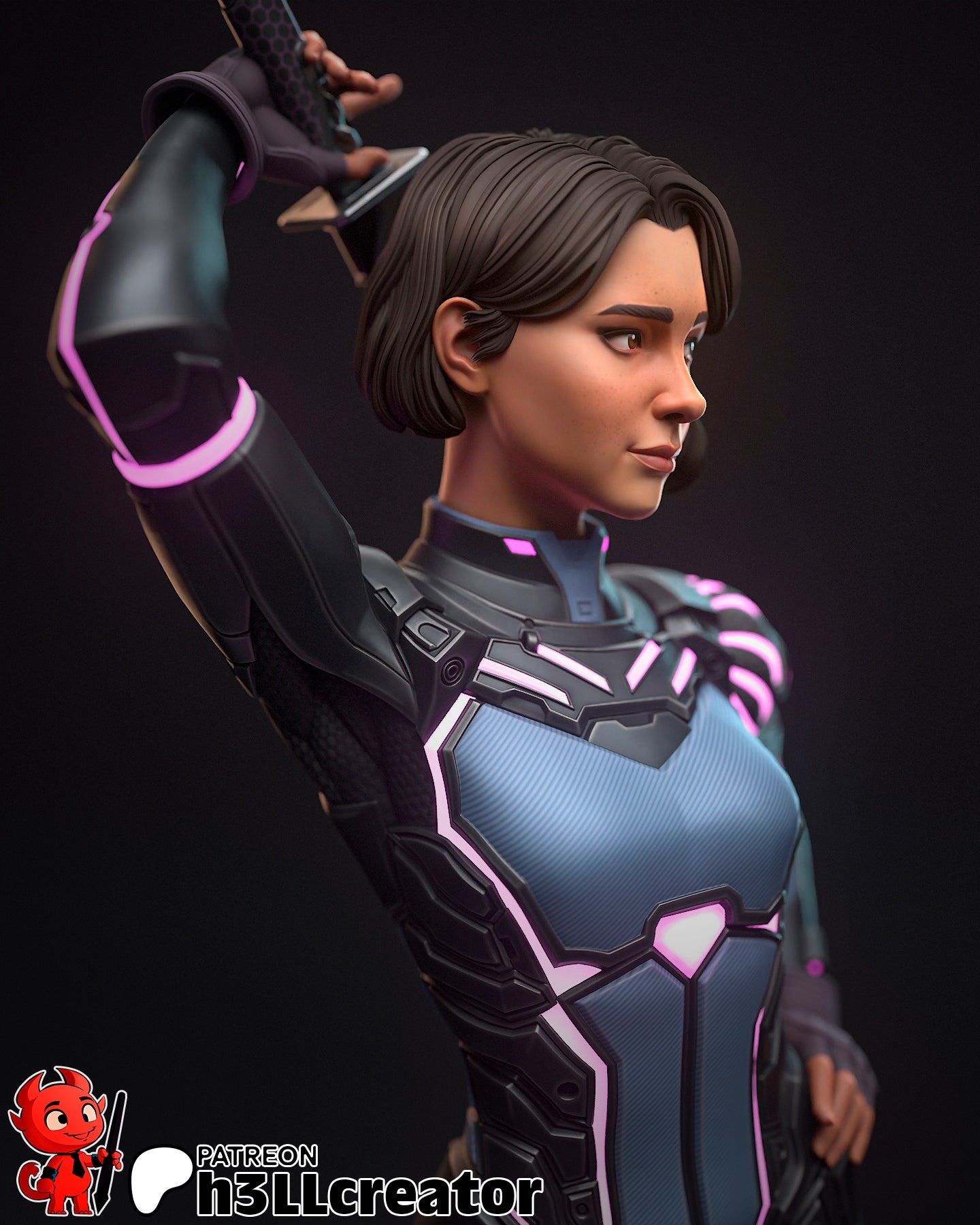 Mio from Split Fiction (fan art) | Full Model or Bust | Miniature scale 1:12 | h3LL Creator | DIY Model Kit