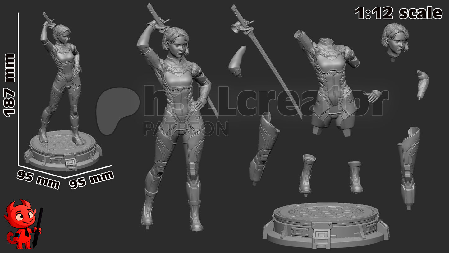 Mio from Split Fiction (fan art) | Full Model or Bust | Miniature scale 1:12 | h3LL Creator | DIY Model Kit