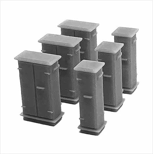 O Scale Ready to Paint Lineside Relay Cabinet - Mixed (6 pack)