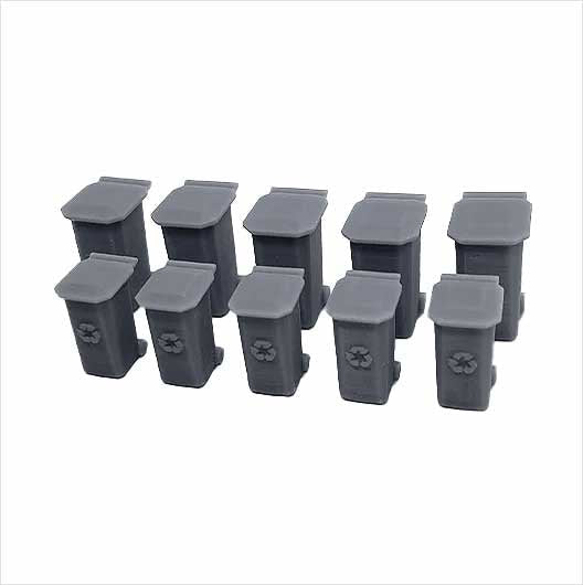 O Scale Ready to Paint Wheelie Bin (10 pack)