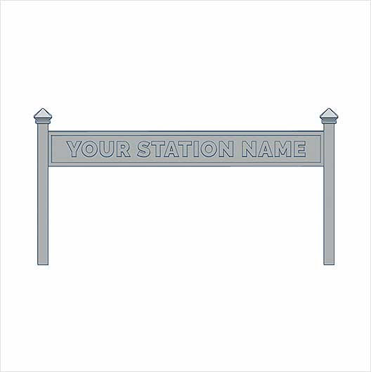 OO Scale Ready to Paint Double-Sided Personalised Steam-Era Station Name Board - Style 1 - One Line of Text (3 pack)