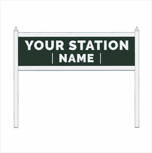 N Scale Pre-Coloured Double-Sided Personalised Steam-Era Station Name Board - Style 2 - Two Lines of Text