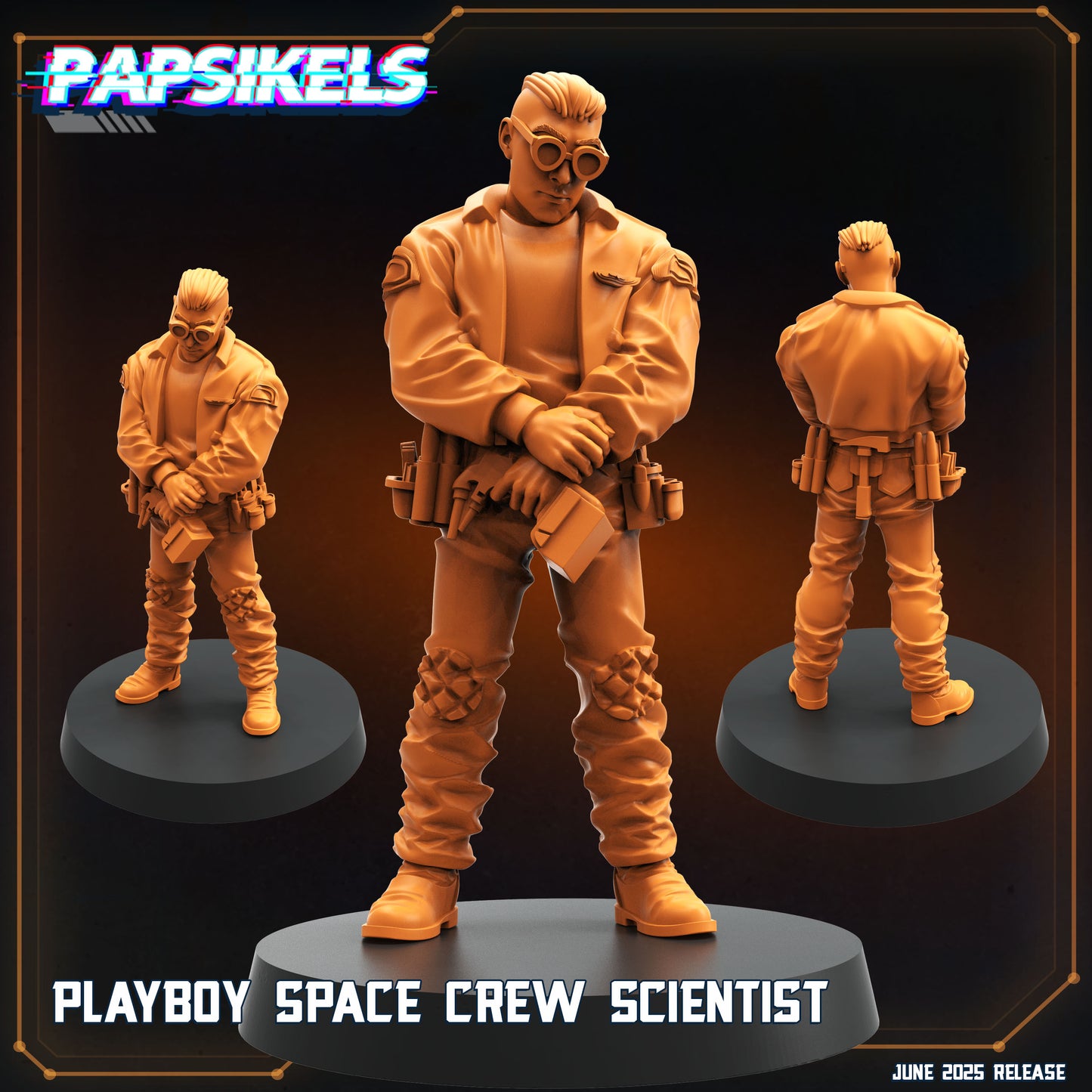 Aliens Vs Humans - Dark Space I Playboy Crew Scientists - Papsikels, 28mm / 32mm Mini for TTRPG Gaming, Alien RPG