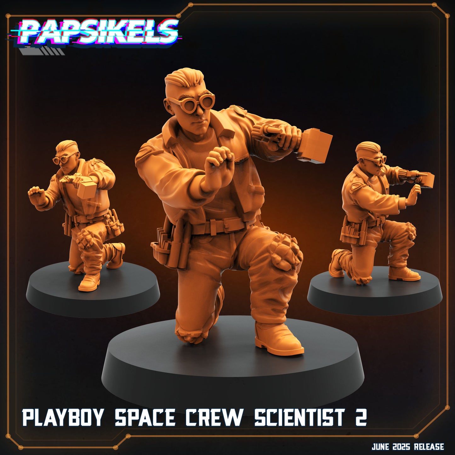 Aliens Vs Humans - Dark Space I Playboy Crew Scientists - Papsikels, 28mm / 32mm Mini for TTRPG Gaming, Alien RPG