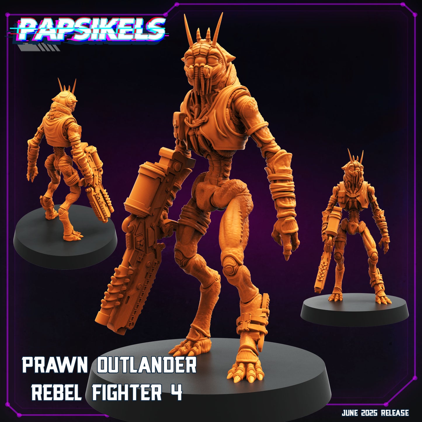 Cyberpunk, Prawn Outlander Rebel Fighter - District 9 Fan Art, Papsikels, 28mm or 32mm Mini for RPG, TTRPG, Wargaming